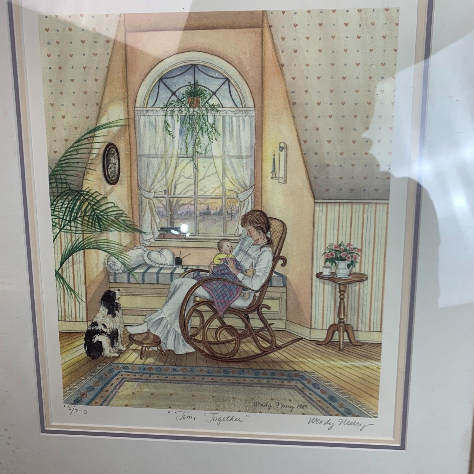 1989 Wendy Fleury 'Time Together' Print 45/390 Framed 19x22 COA - photo 2