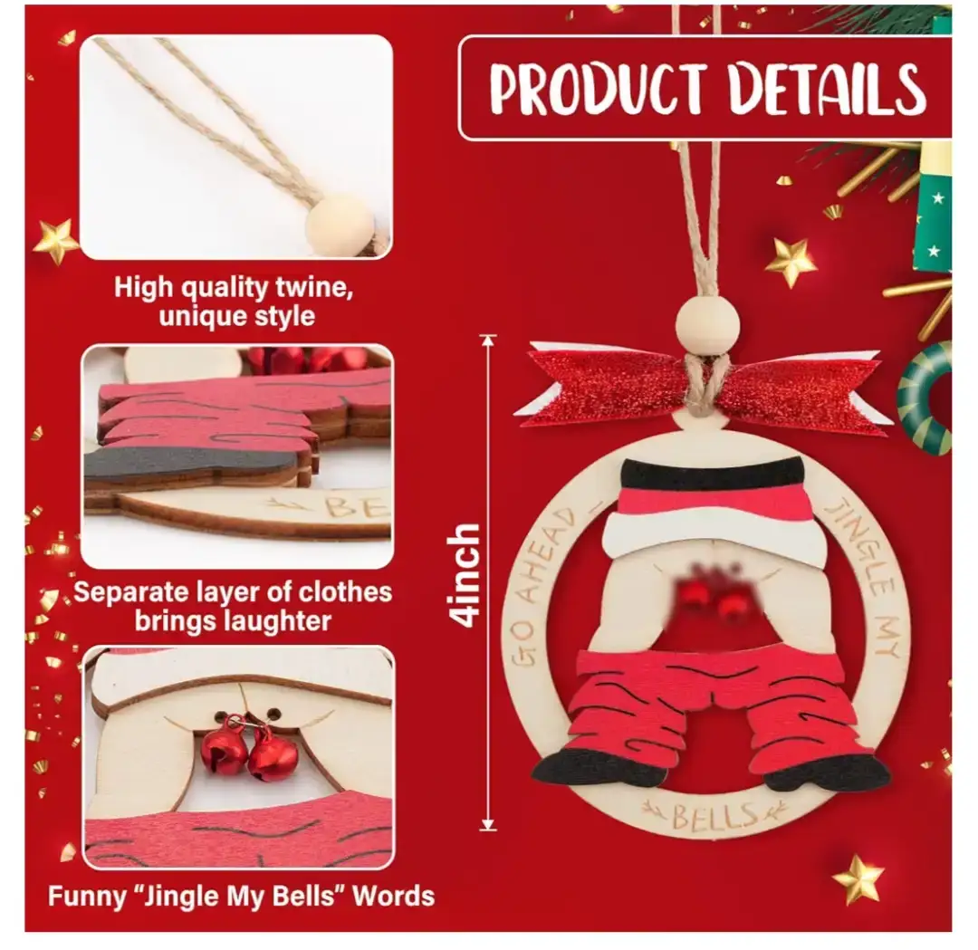 2-Pack Funny Santa Christmas Ornaments - photo 2