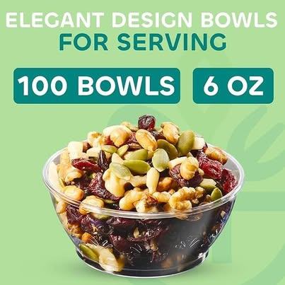 100-Pack Clear 6 oz Plastic Dessert Bowls Party Catering