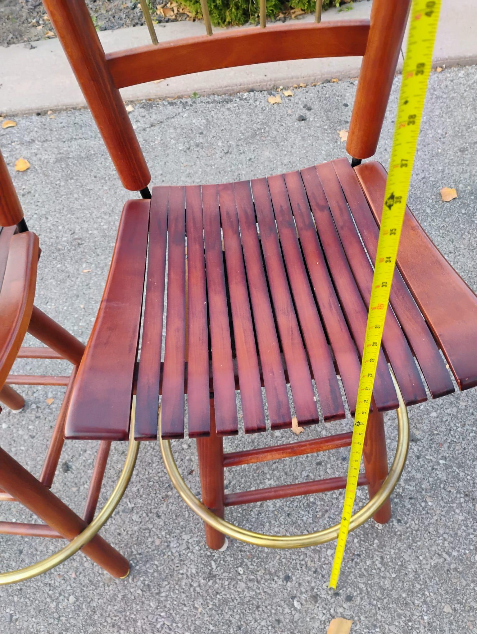 Counter-Height Stools Solid Wood w/Brass - photo 3