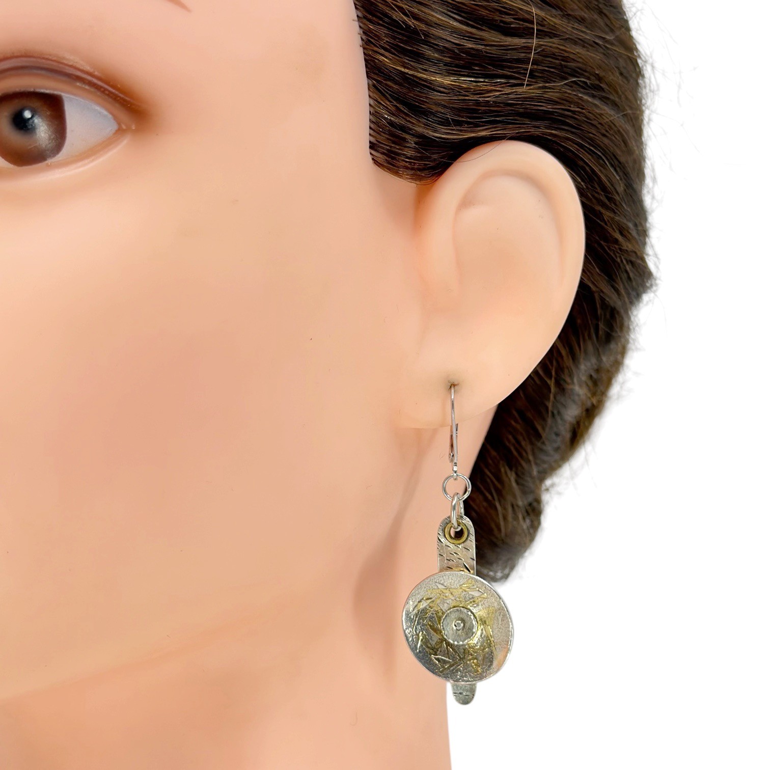 Hand Made 24k gold & sterling silver drop earrings - photo 4
