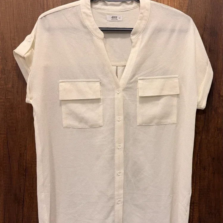 Ardene Button-Up Blouse — Cream, Size S (New) - photo 3