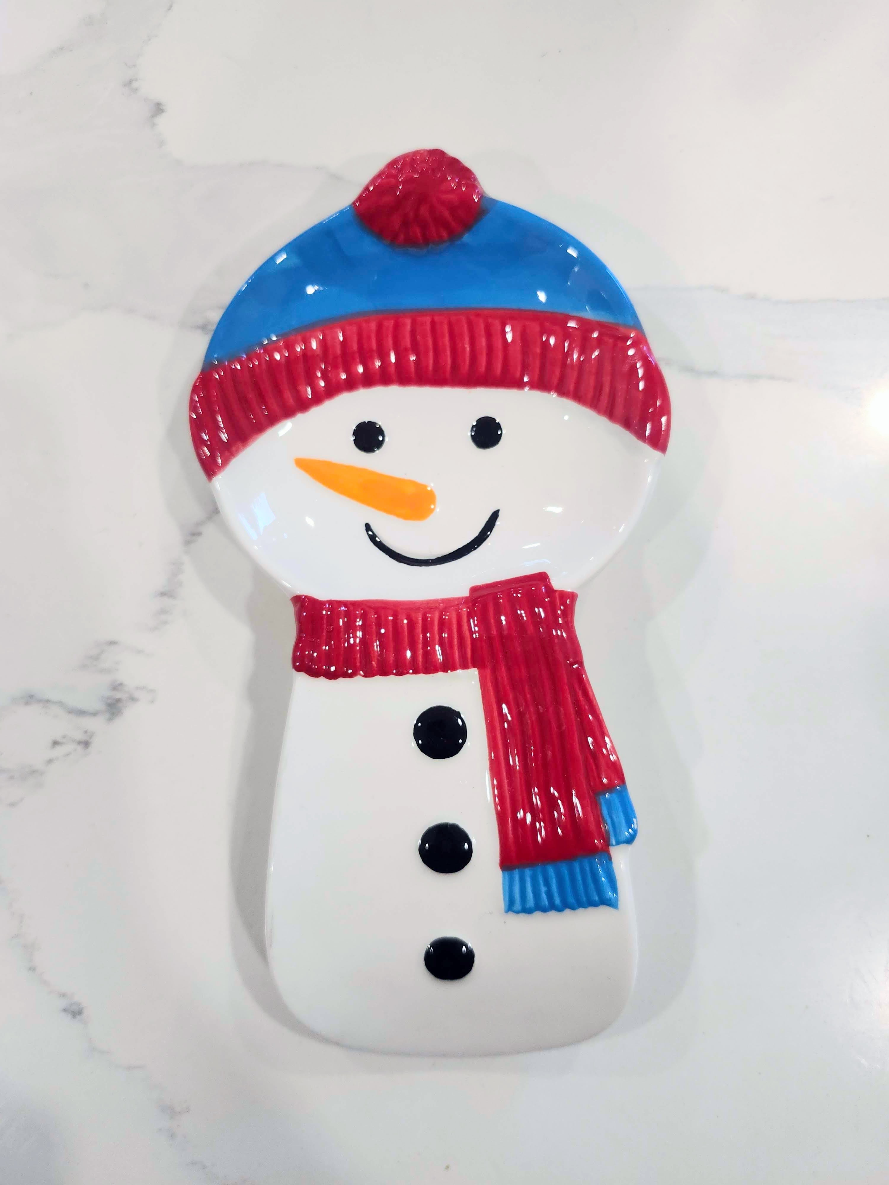 Like New Snowman Ceramic Spoon Rest, Trinket Dish & Candy Dish - photo 4