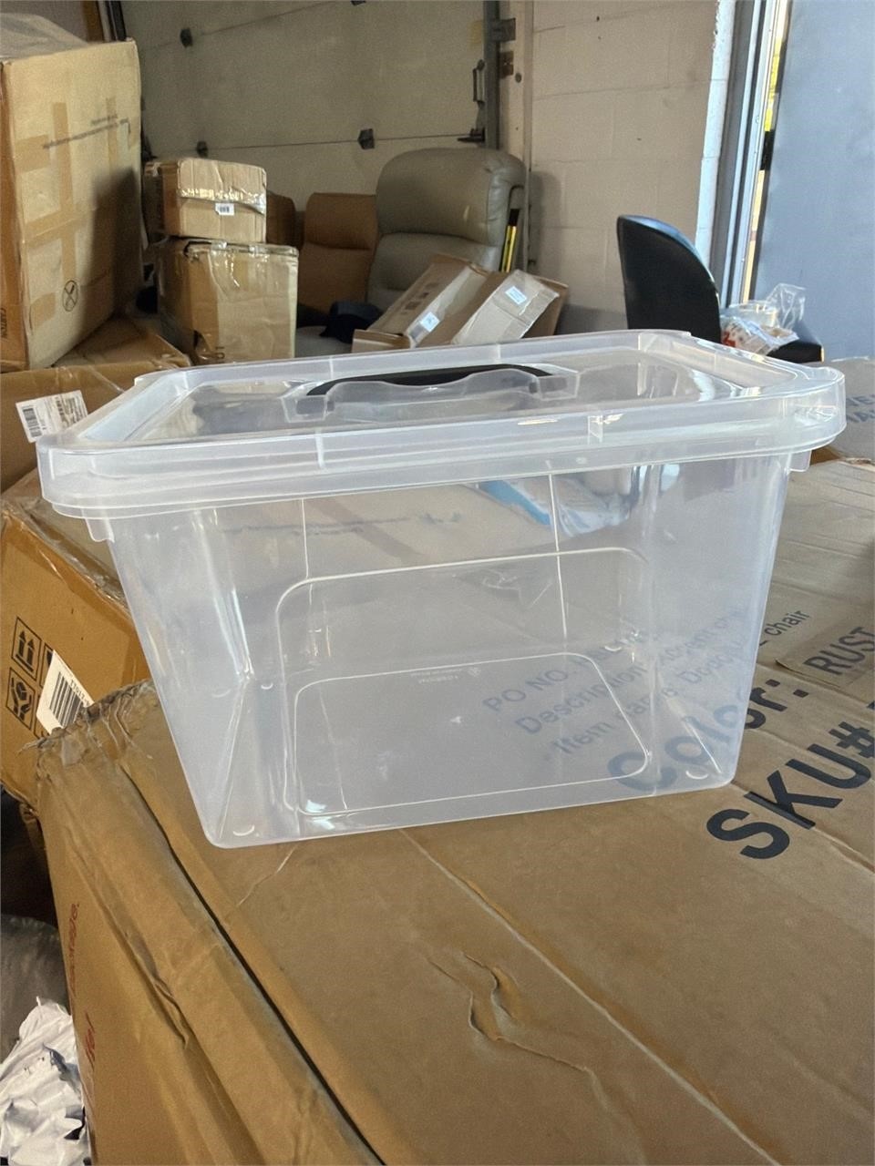 Clear Plastic Storage Bins with Lids, Set of 6 - photo 3