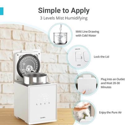 3L Warm Mist Humidifier - Stainless Steel Tank, Top Fill