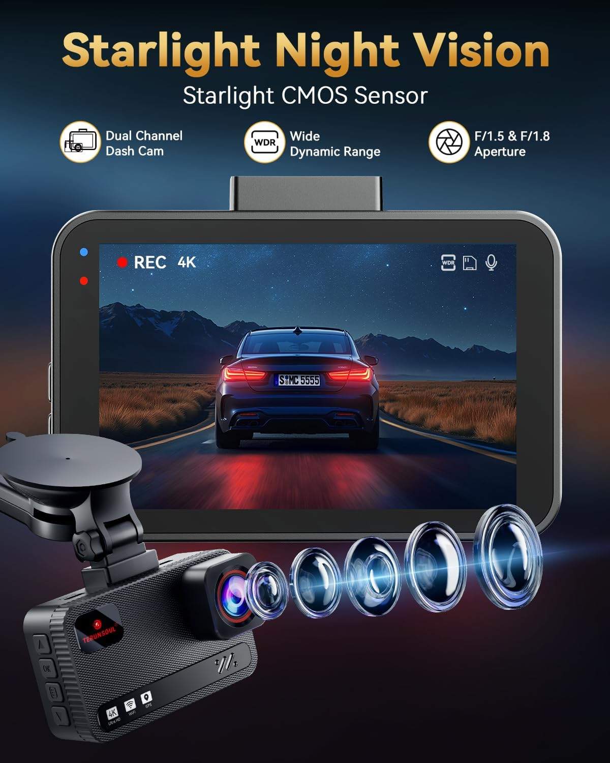 TERUNSOUl 4K Dash Cam Front and Rear Cam - photo 3