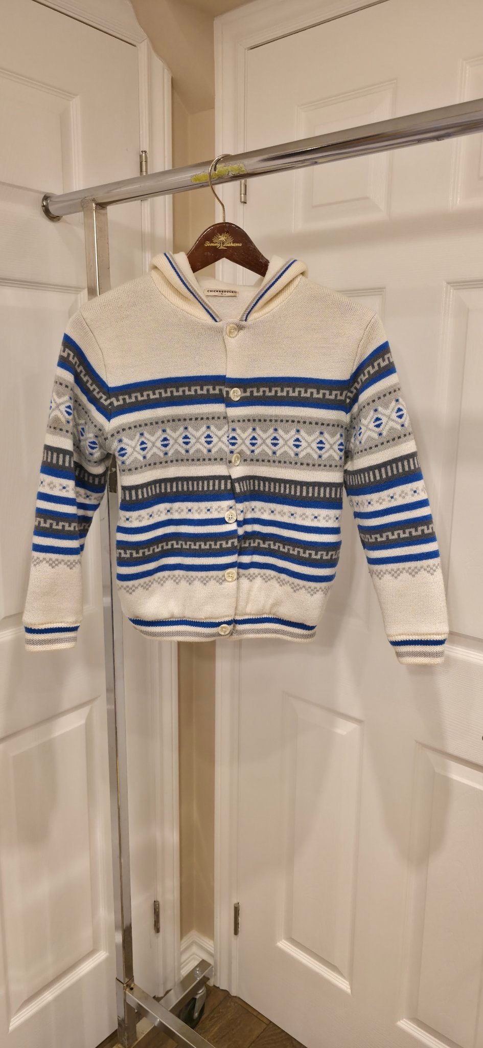 Kids Chickeeduck fair-isle knit cardigan with hood size 10