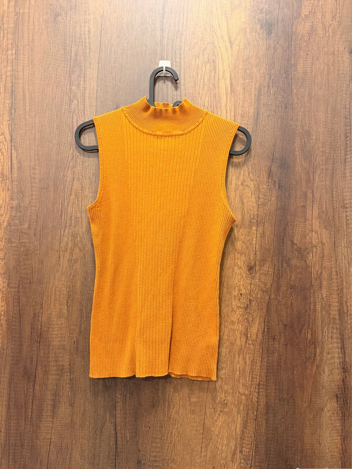 Retrelogy Mustard Ribbed Mock-Neck Top, Size M