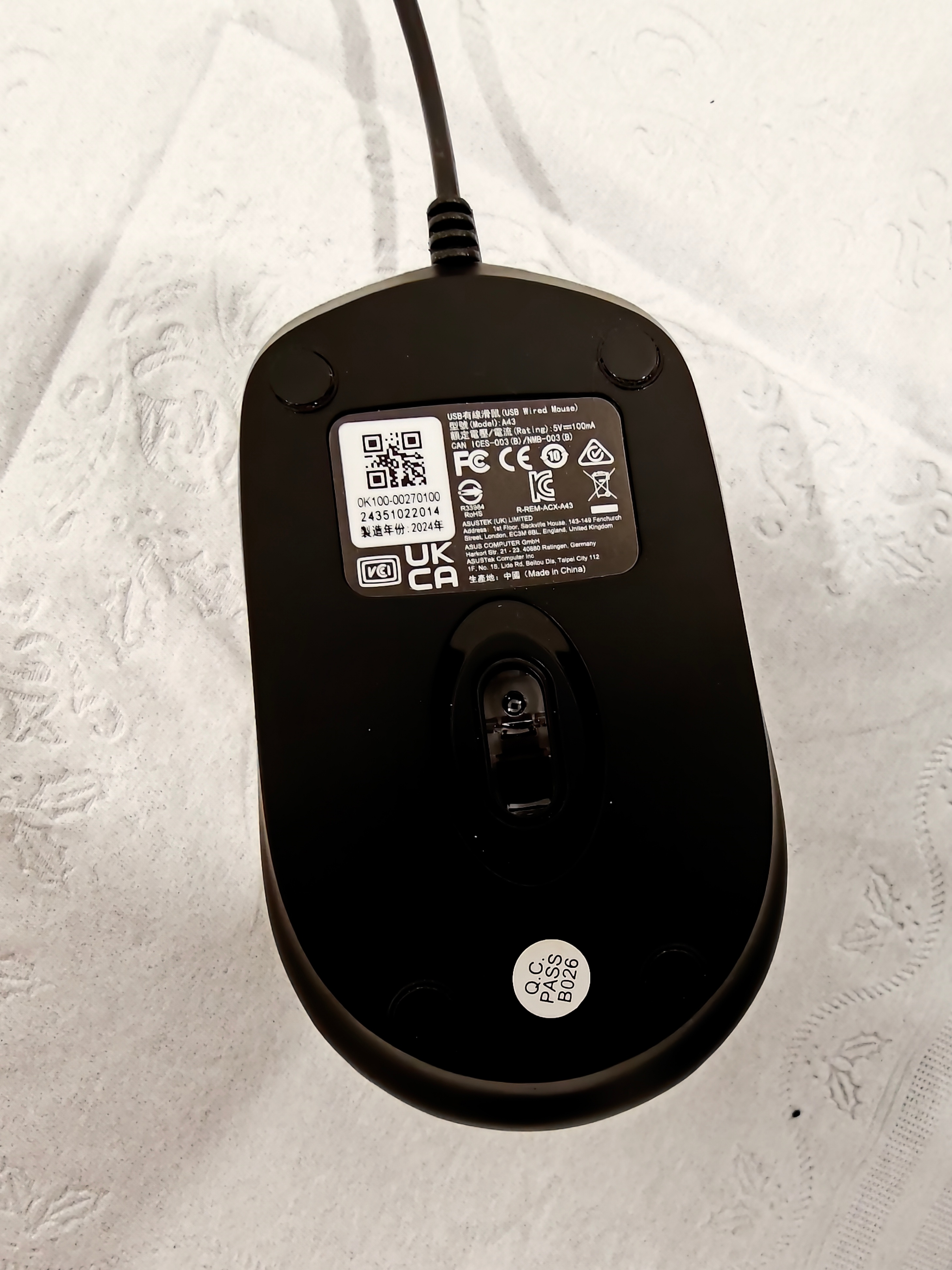 ASUS A43 USB Wired Optical Mouse - Like New - photo 4