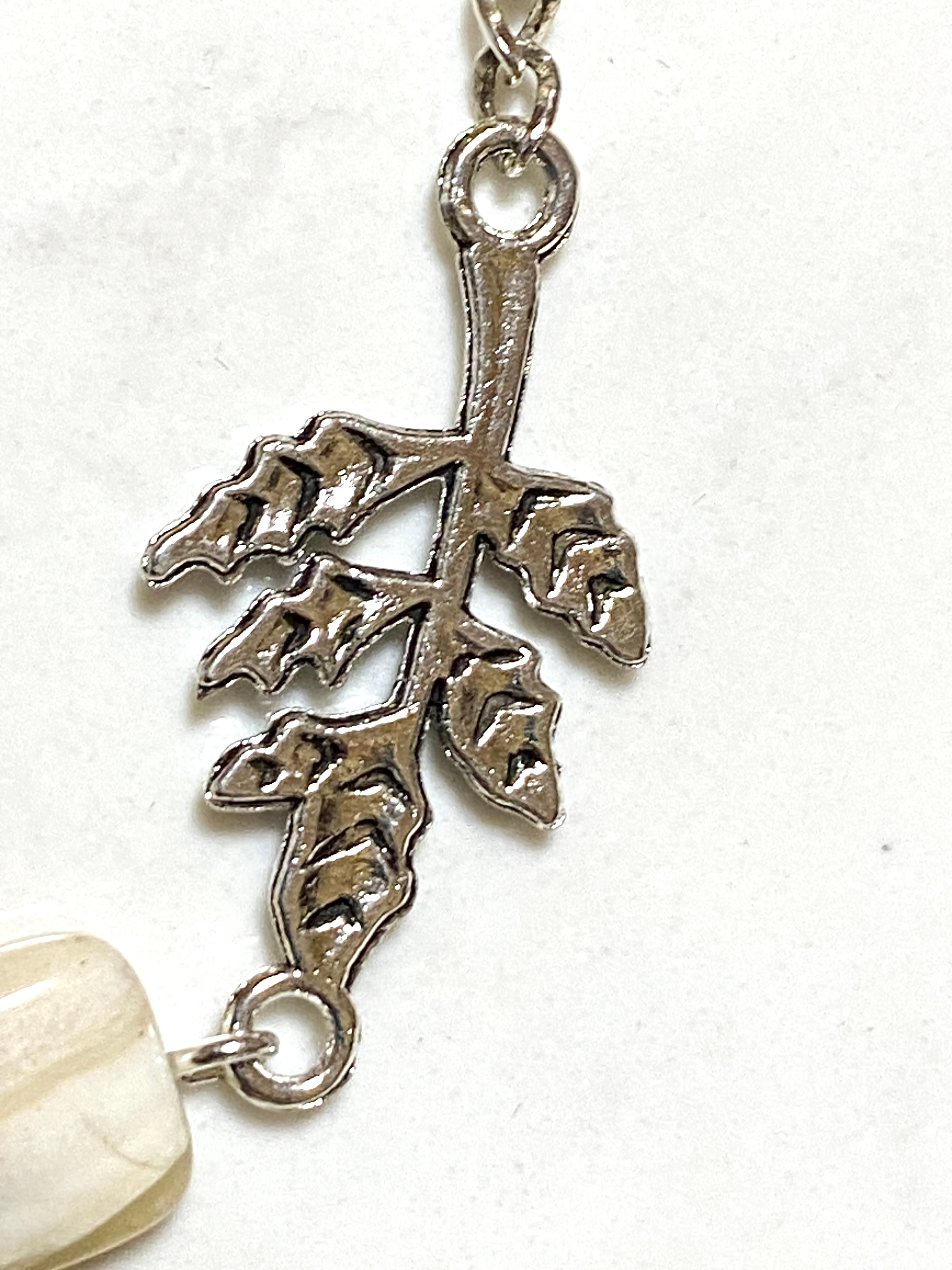 Yellow Calcite Leaf Branch Short Necklace, Stainless Chain - photo 3