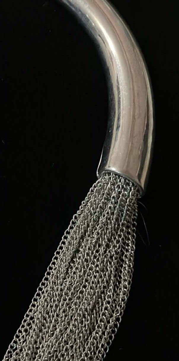 Necklace Dynamite Silver Tone Rigid Collar Multi Strand - 16" - photo 2