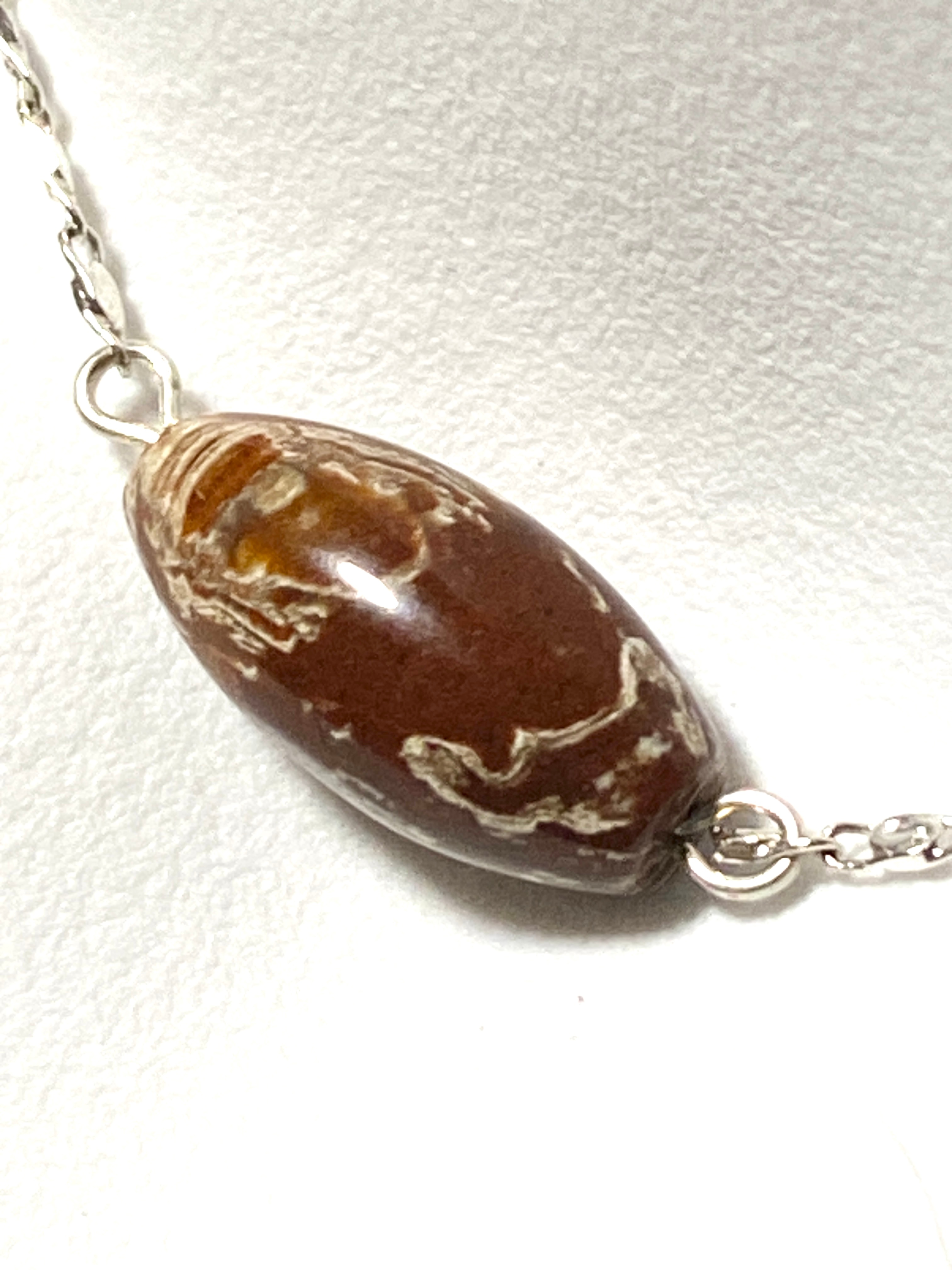Earthy Convoluted Jasper Short Necklace, Stainless Chain