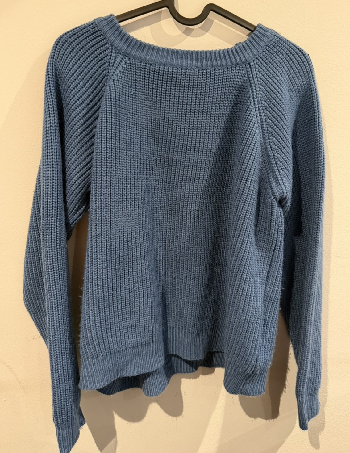Blue ribbed knit sweater
