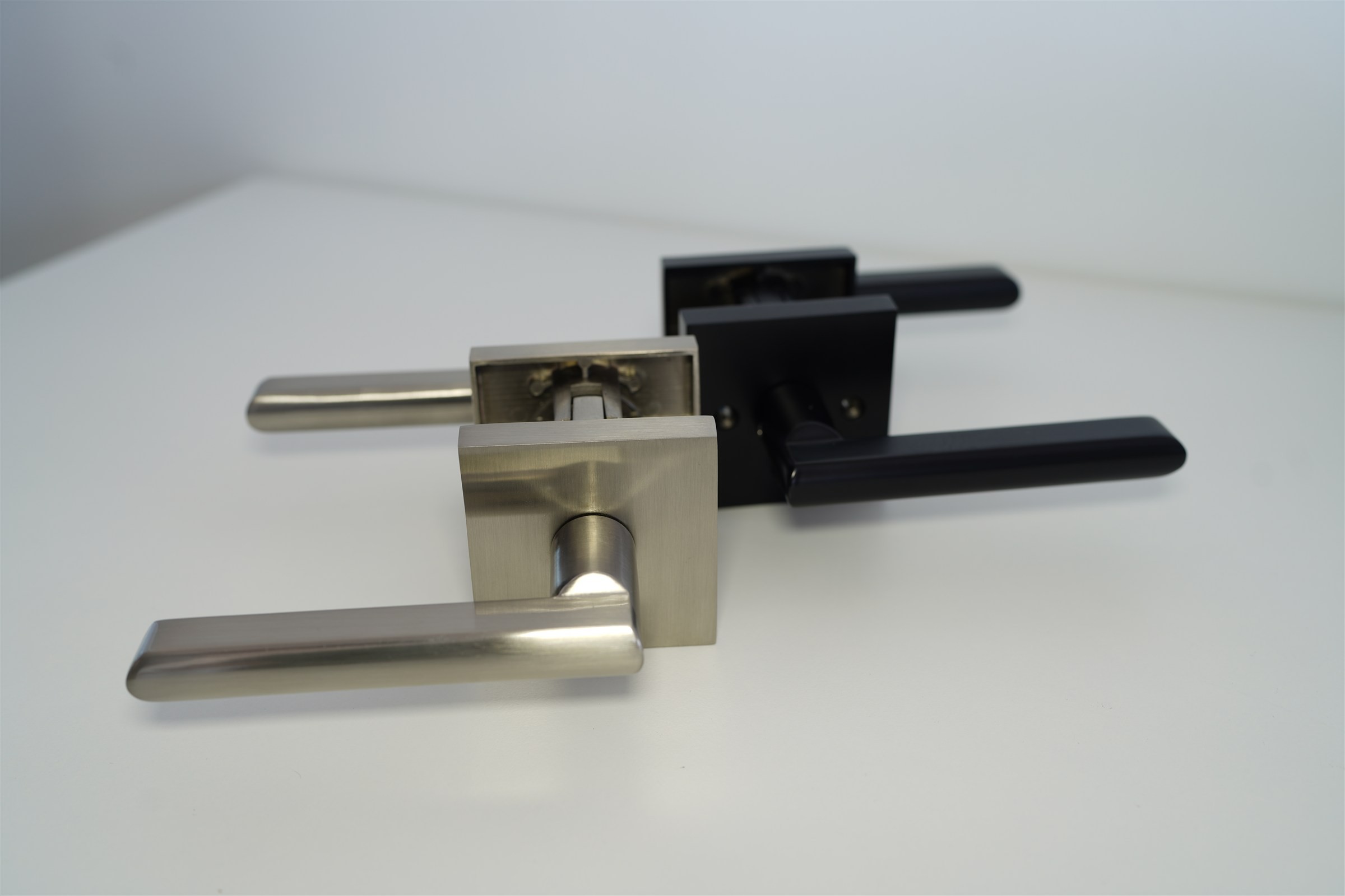 New KJ Flat Door Levers - Passage, Privacy, Dummy - Black/Nickel - photo 2