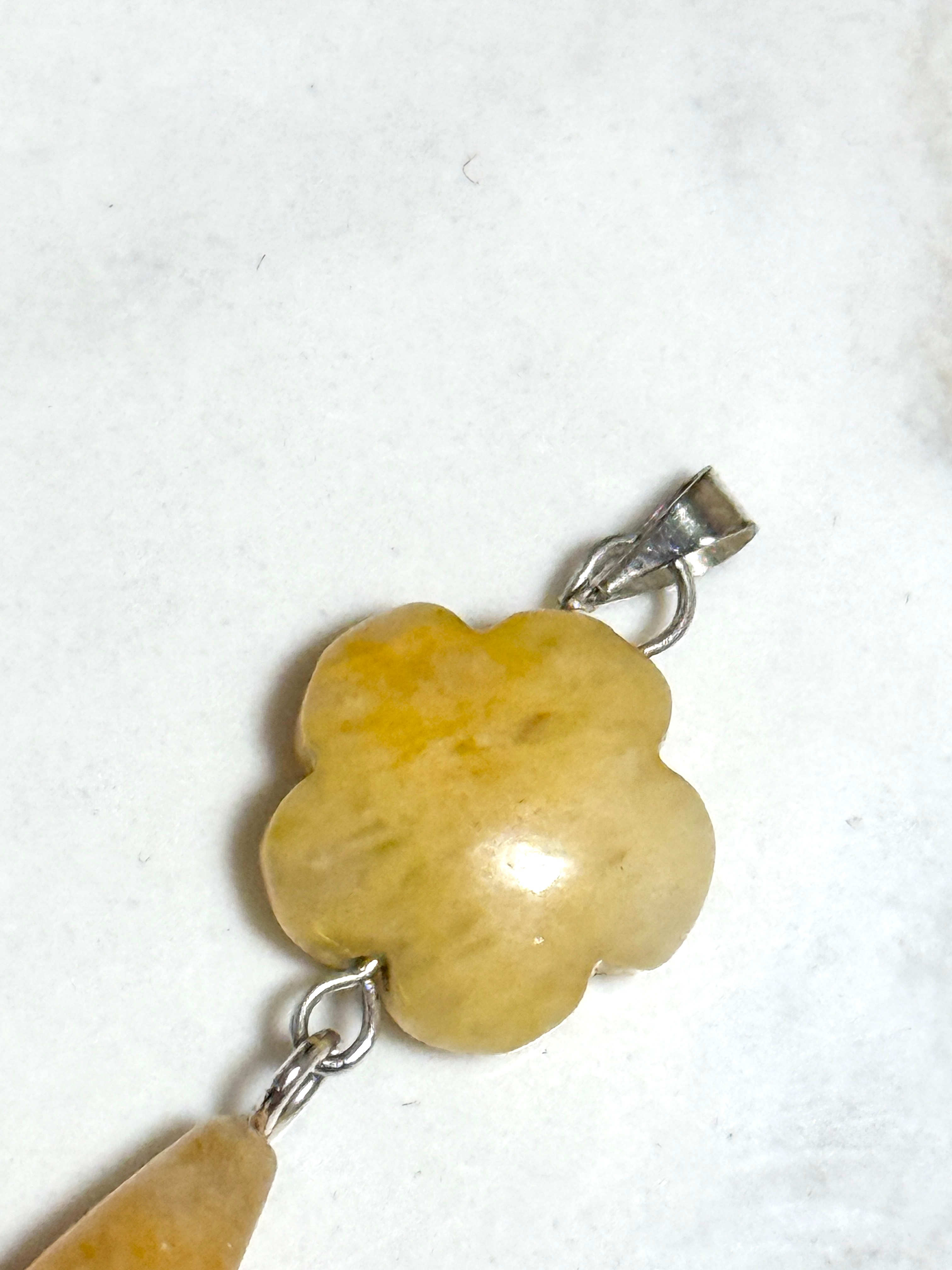 Yellow Orange Aventurine Flower Pendant,Long Drop Pendant - photo 4