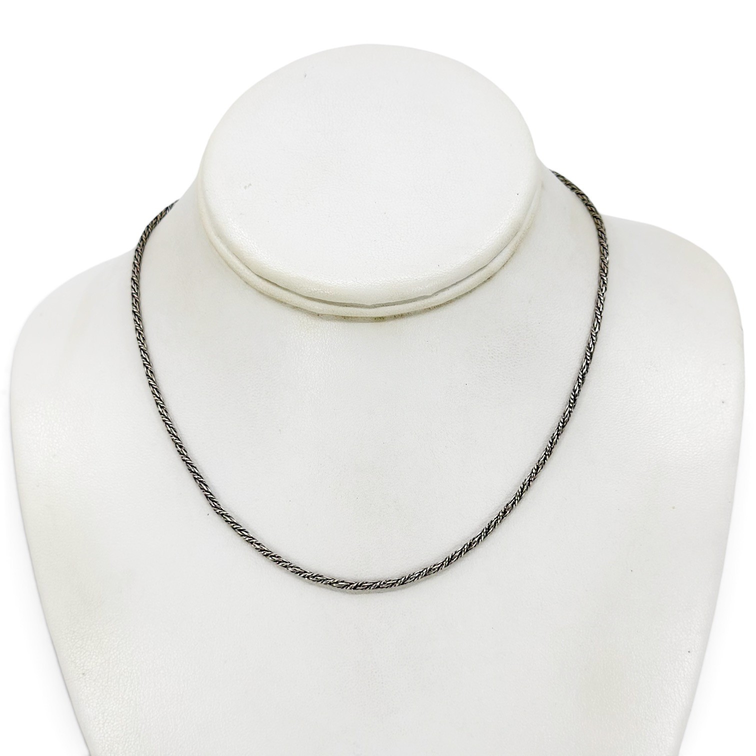vintage sterling silver twisted rope link chain necklace - photo 2