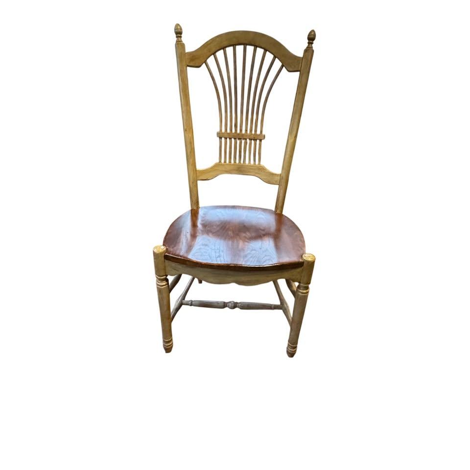 Vintage French Country Wheatback Dining Chair Solid Wood