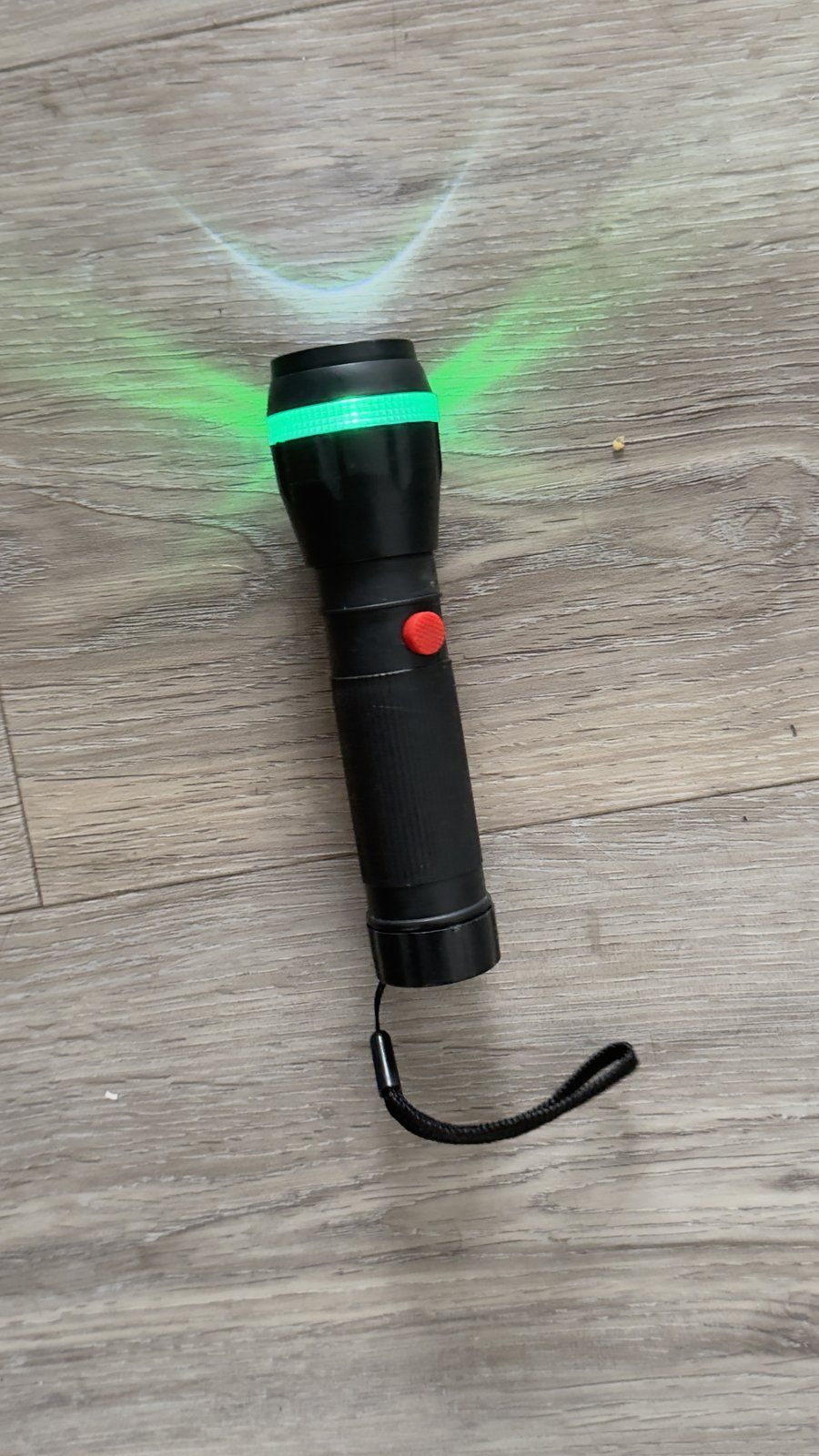 LED Flashlight with Green Glow Ring – Rubber Grip, Wrist Strap - photo 2