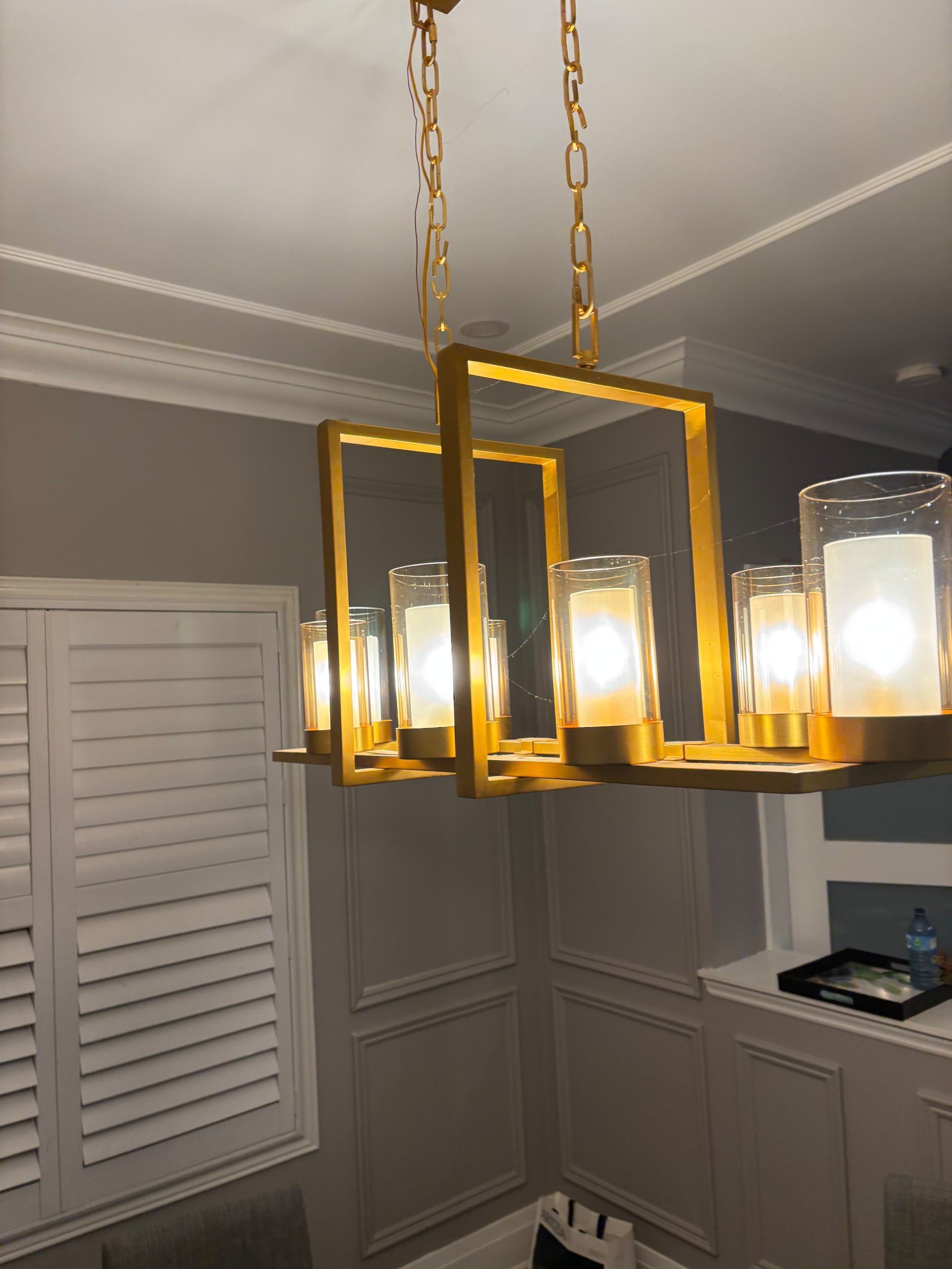 Gold Linear 8-Light Chandelier - Modern Glam Dining Light - photo 3