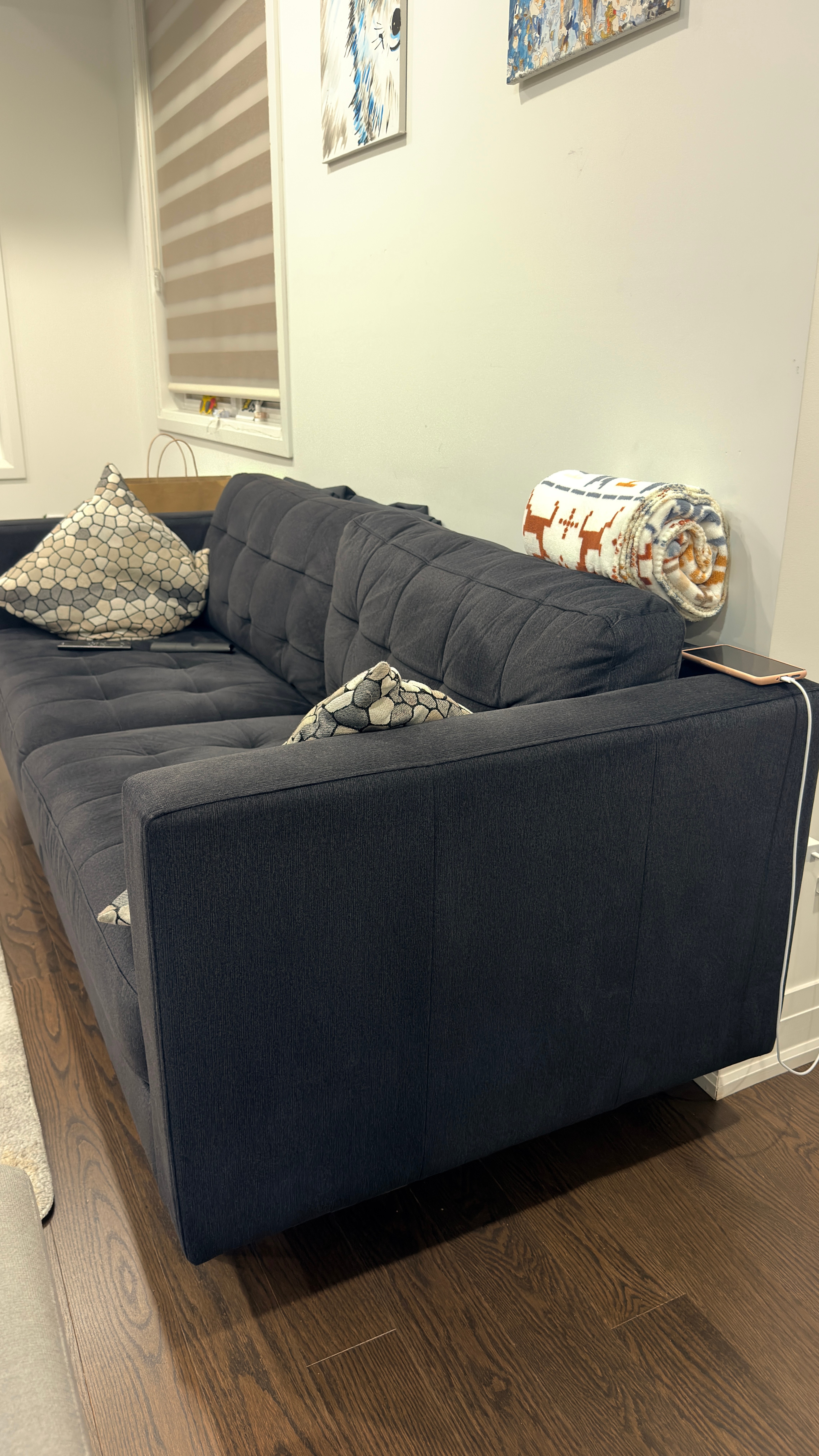 Dark charcoal 3-seat sofa / couch - photo 4