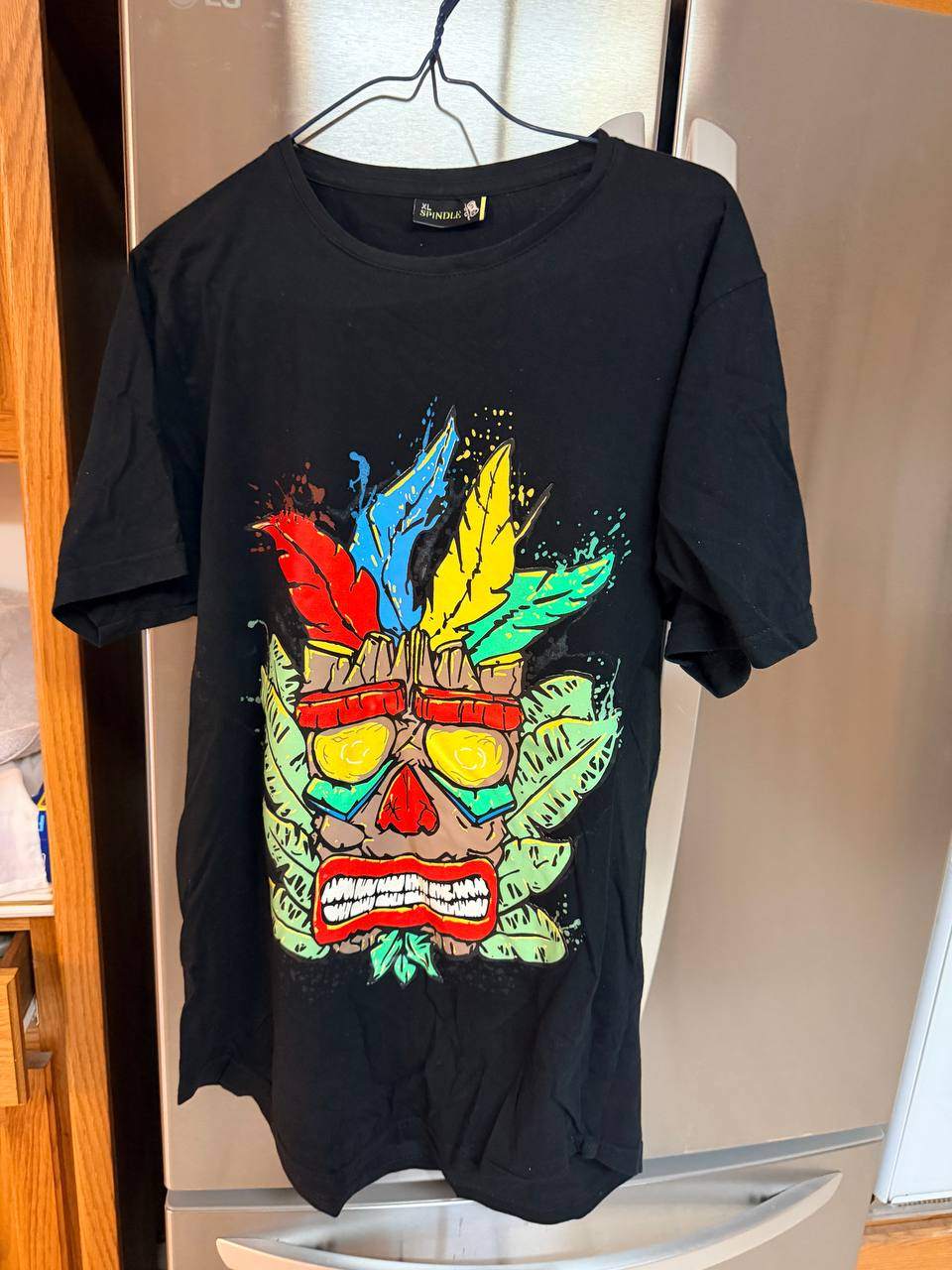 Black Colourful Mask Graphic T-Shirt – XL
