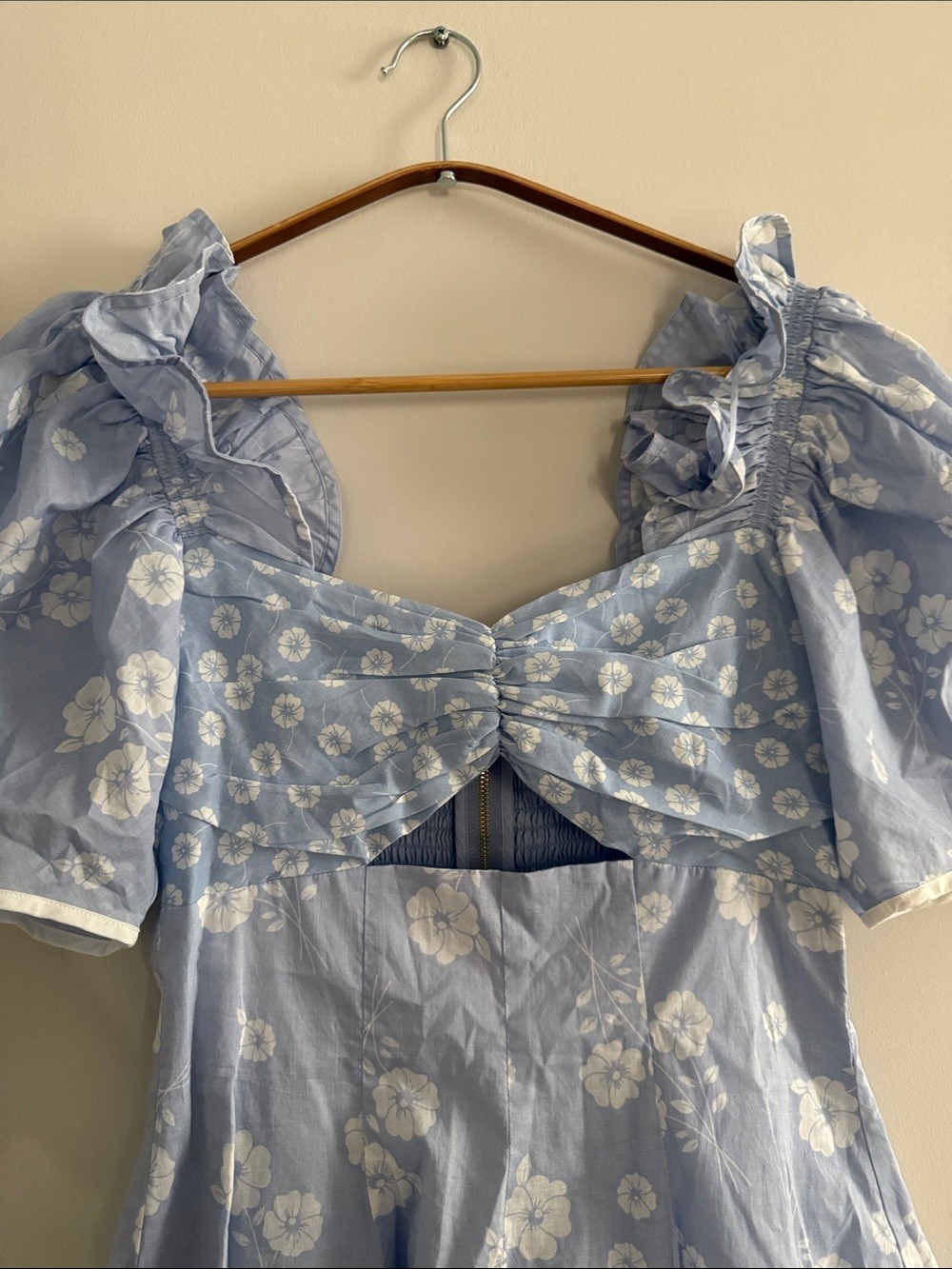 Alice McCall Light Blue & White Floral Mini Dress with Bow - photo 3