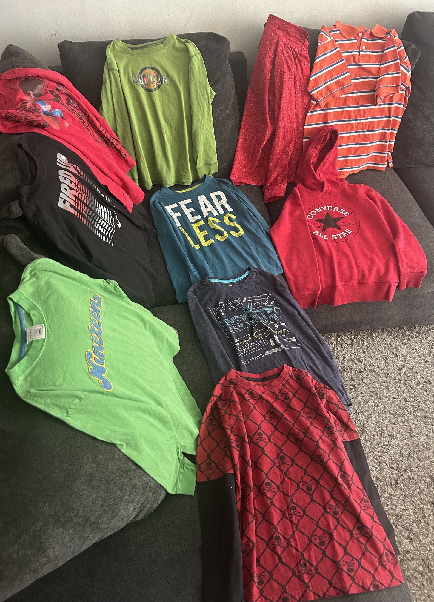 Lot of 10 Boys Long Sleeve and Short Sleeve Shirts
