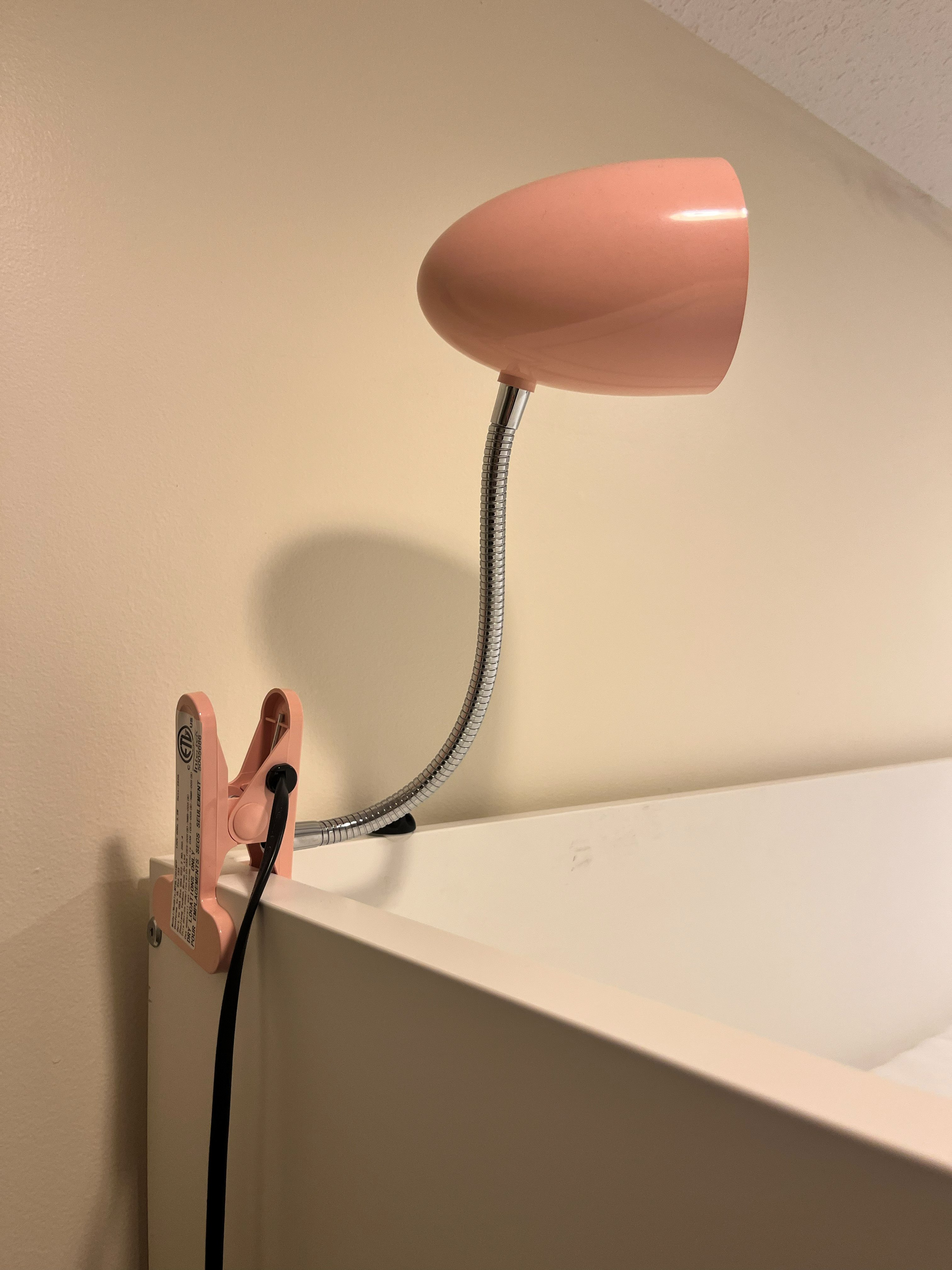 Pink and White Clip-On Desk Lamps