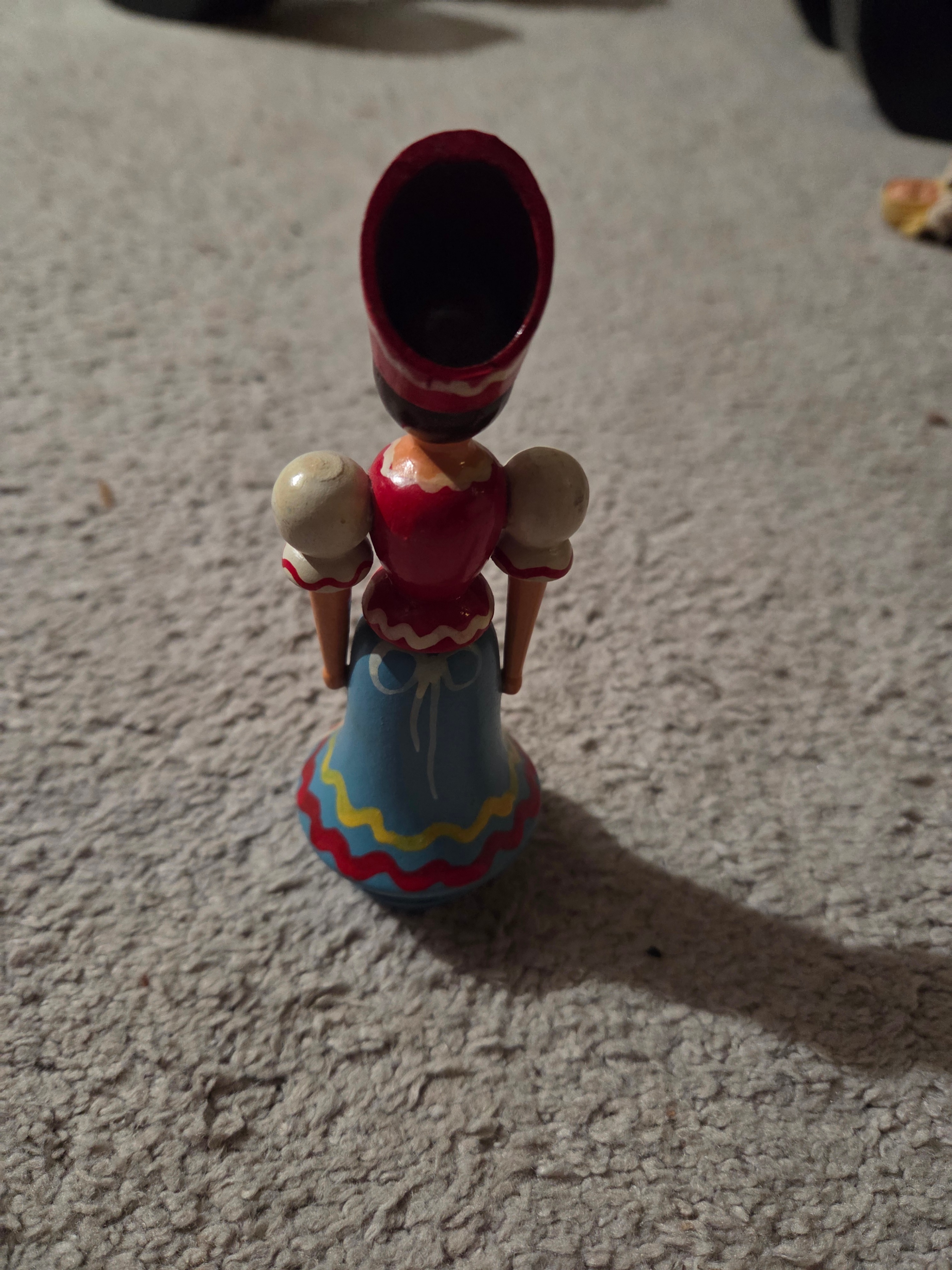 Vintage Hand-Painted Wooden Clothespin Doll, Folk Art, 5.5" - photo 2
