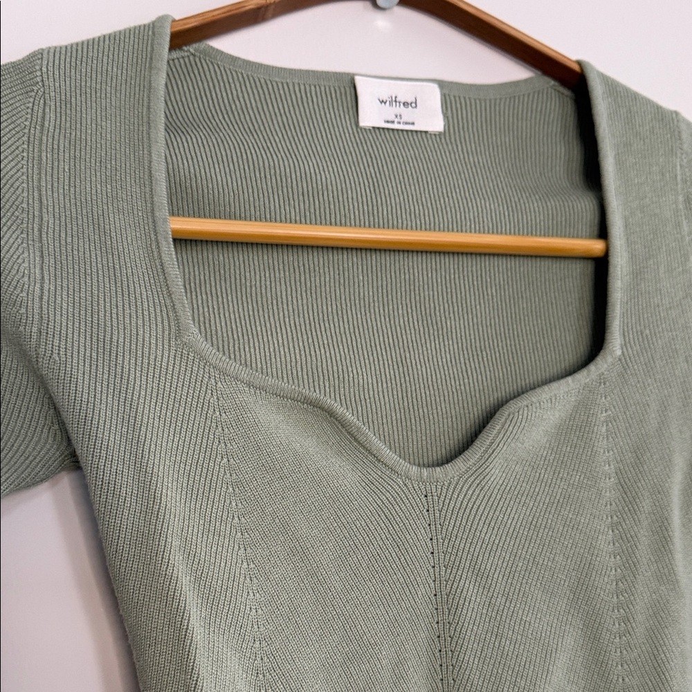 Wilfred Sage Green Ribbed Knit Top - photo 3