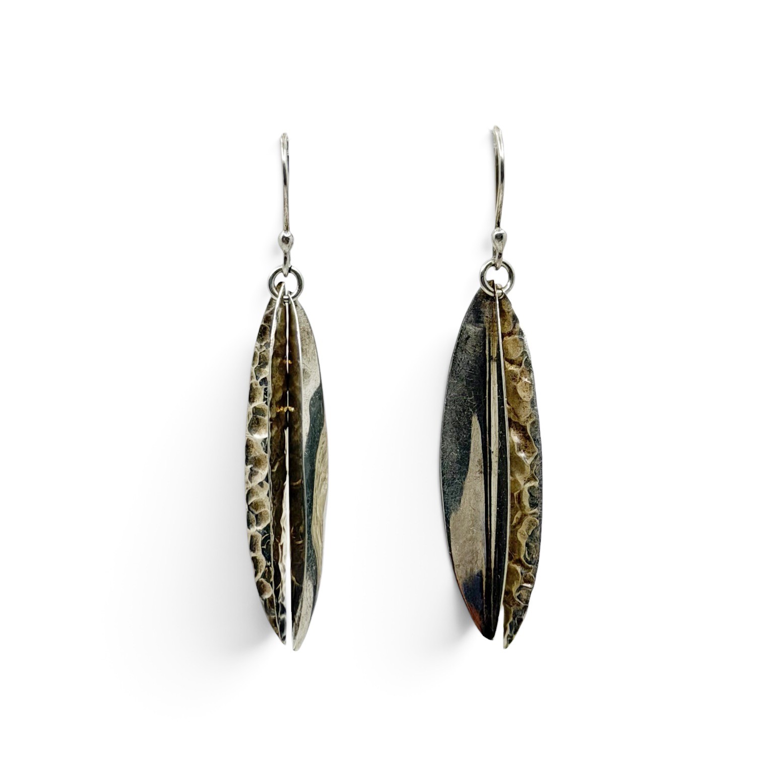 Vintage HOB Mexico 925 sterling silver leaf drop earrings