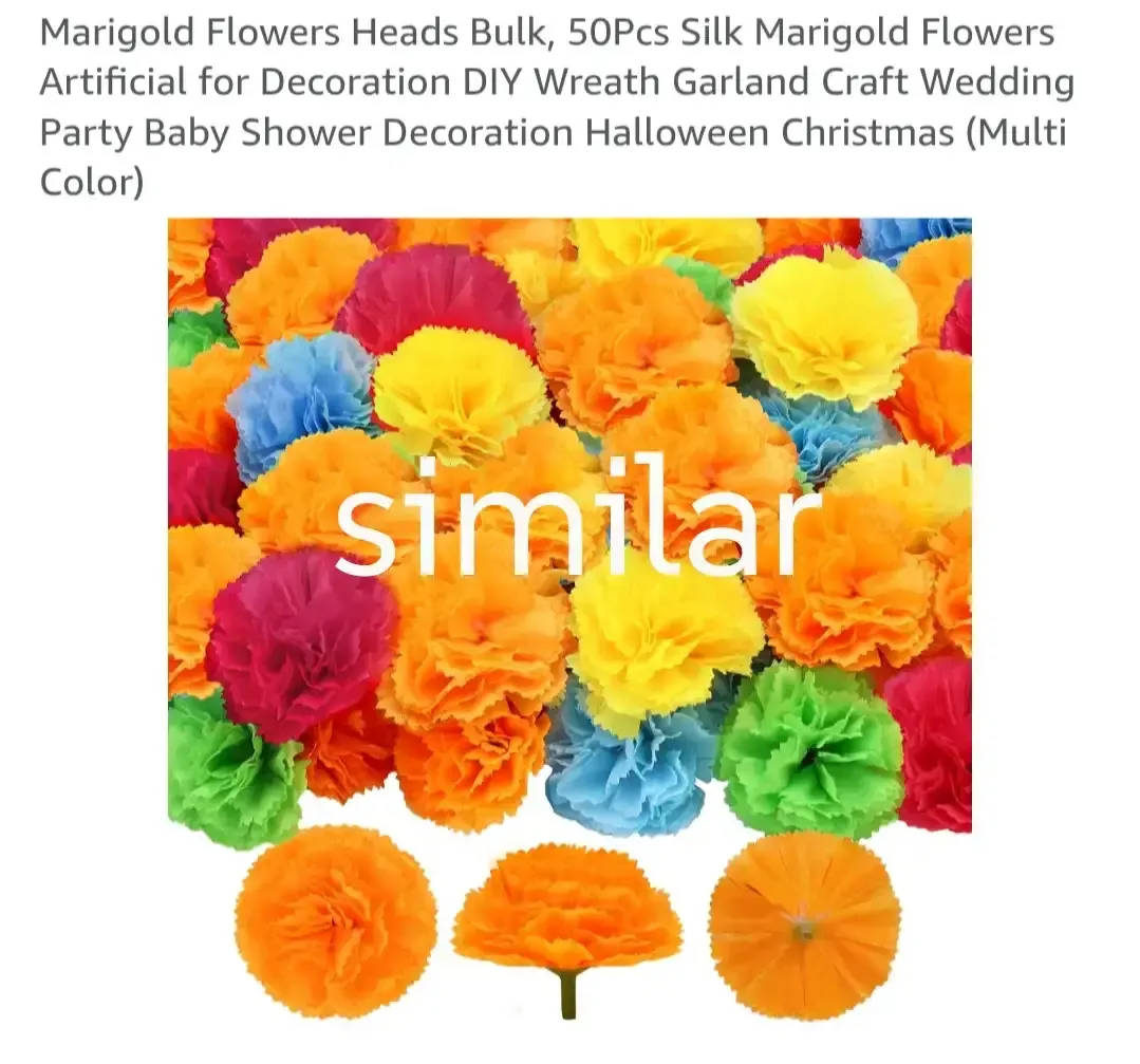 50pcs Artificial Marigold Flower Heads Multicoloured