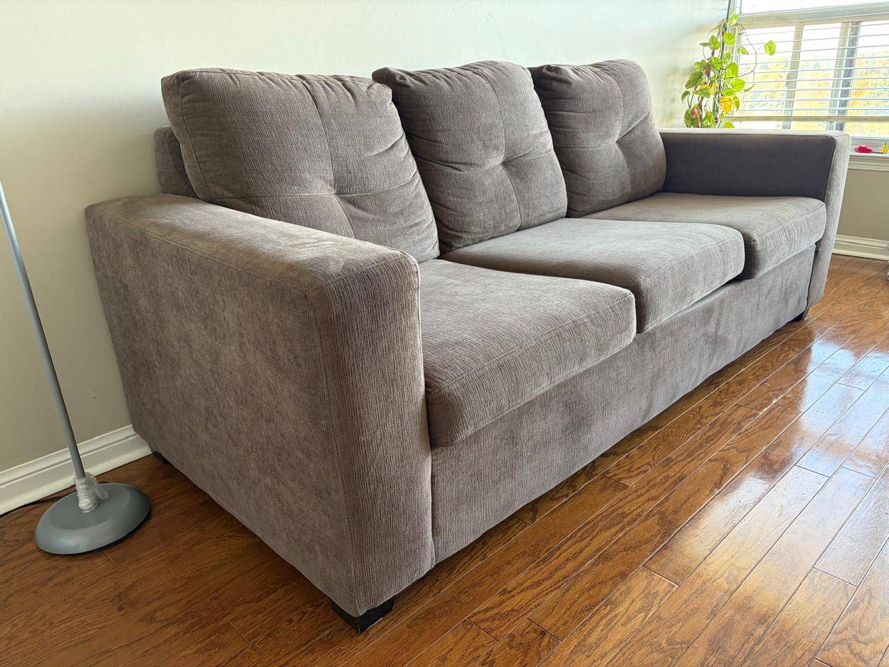 Three-Seater Brown Fabric Sofa - photo 2