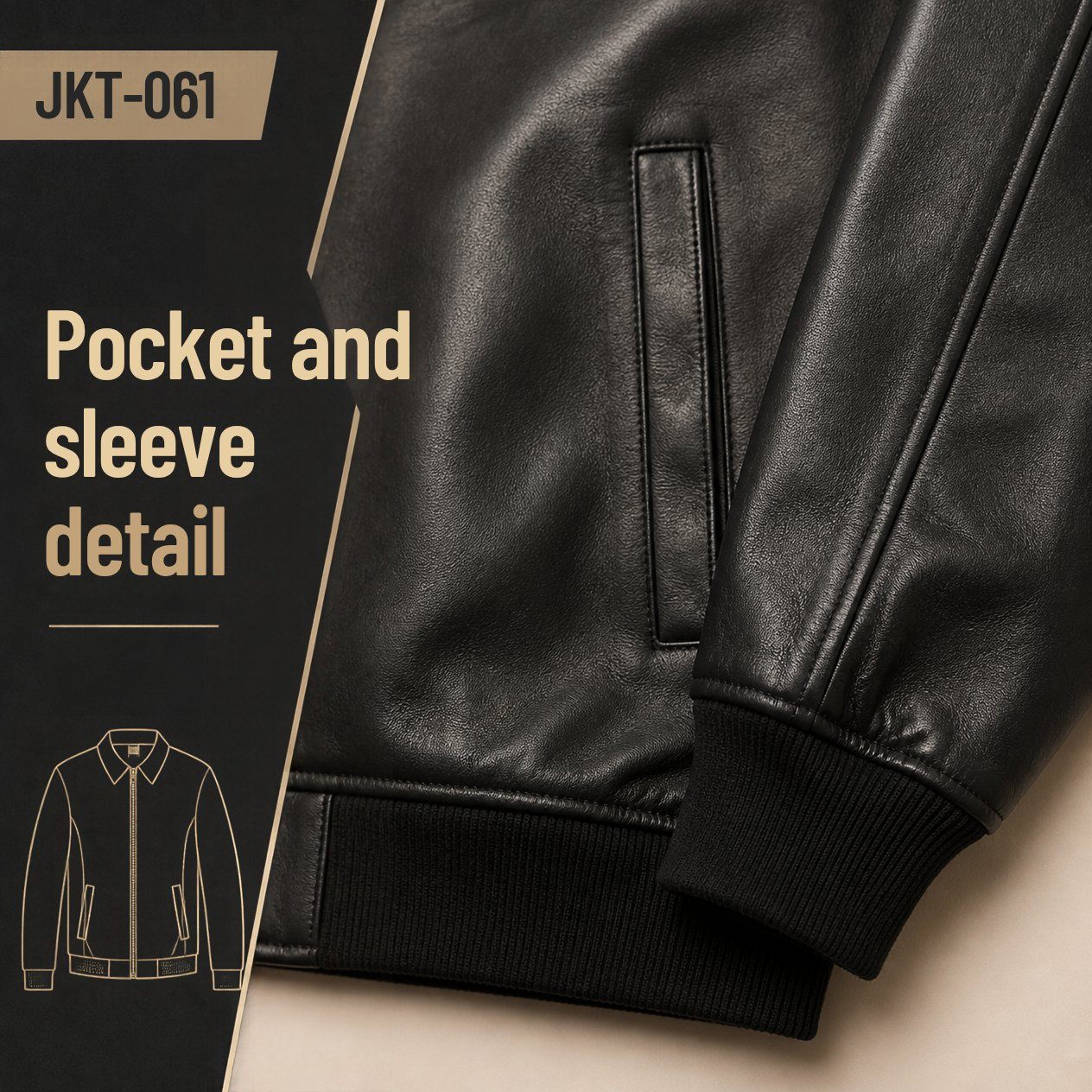 JKT-061 — Men's Clark leather bomber jacket — brand new, size L - photo 4