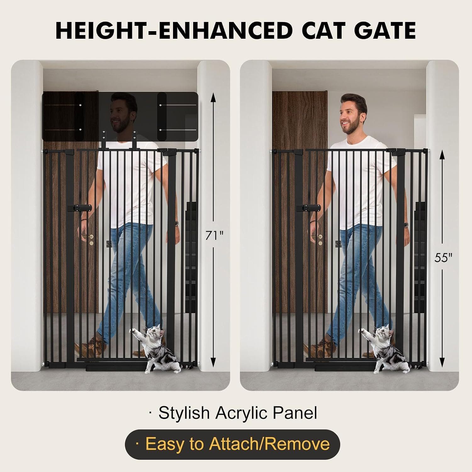 White Snagle Paw 71" Extra Tall Cat Gate with Acrylic Top - photo 3