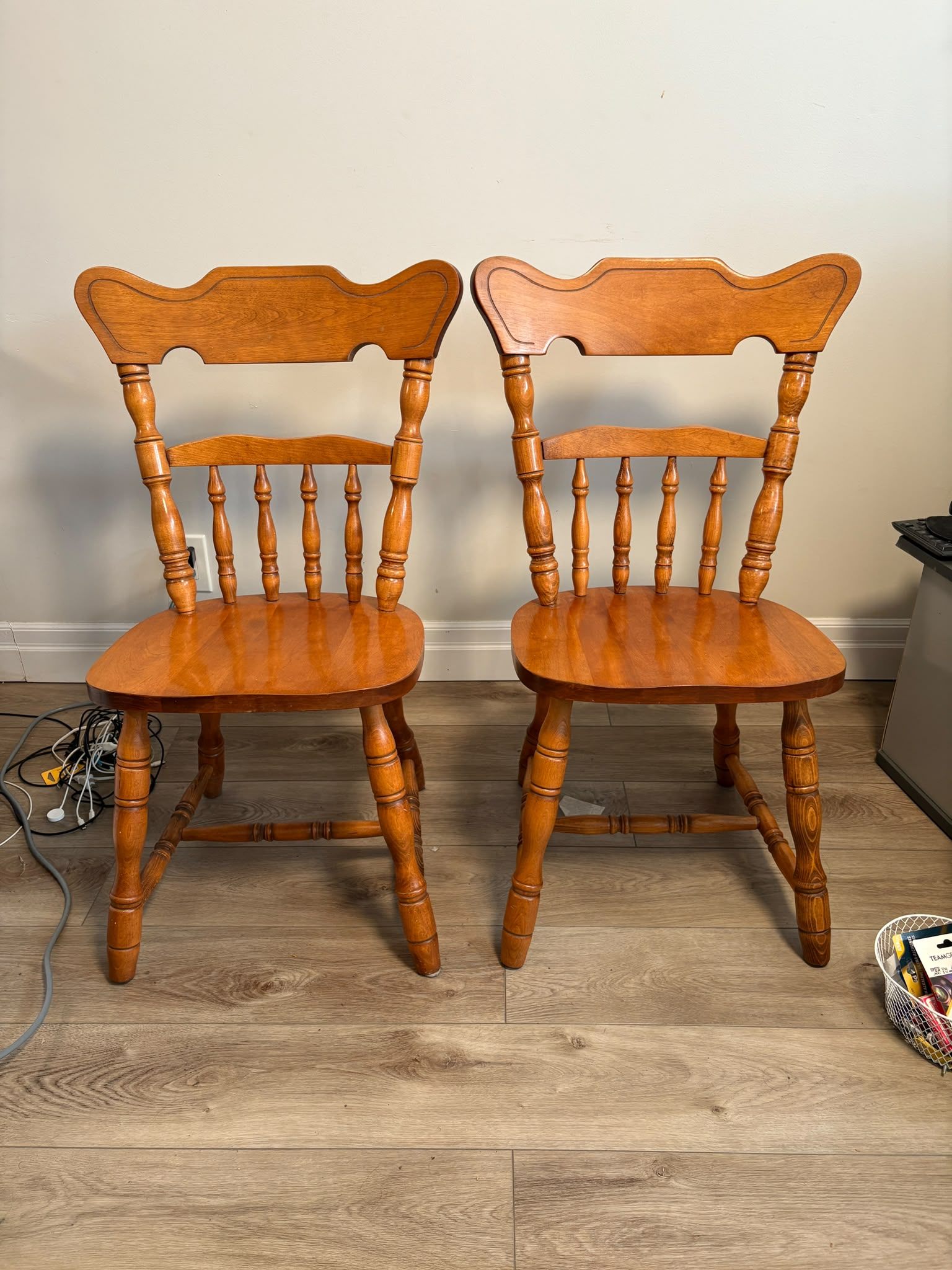 2 Matching Wooden Dining Chairs – $30 for Both