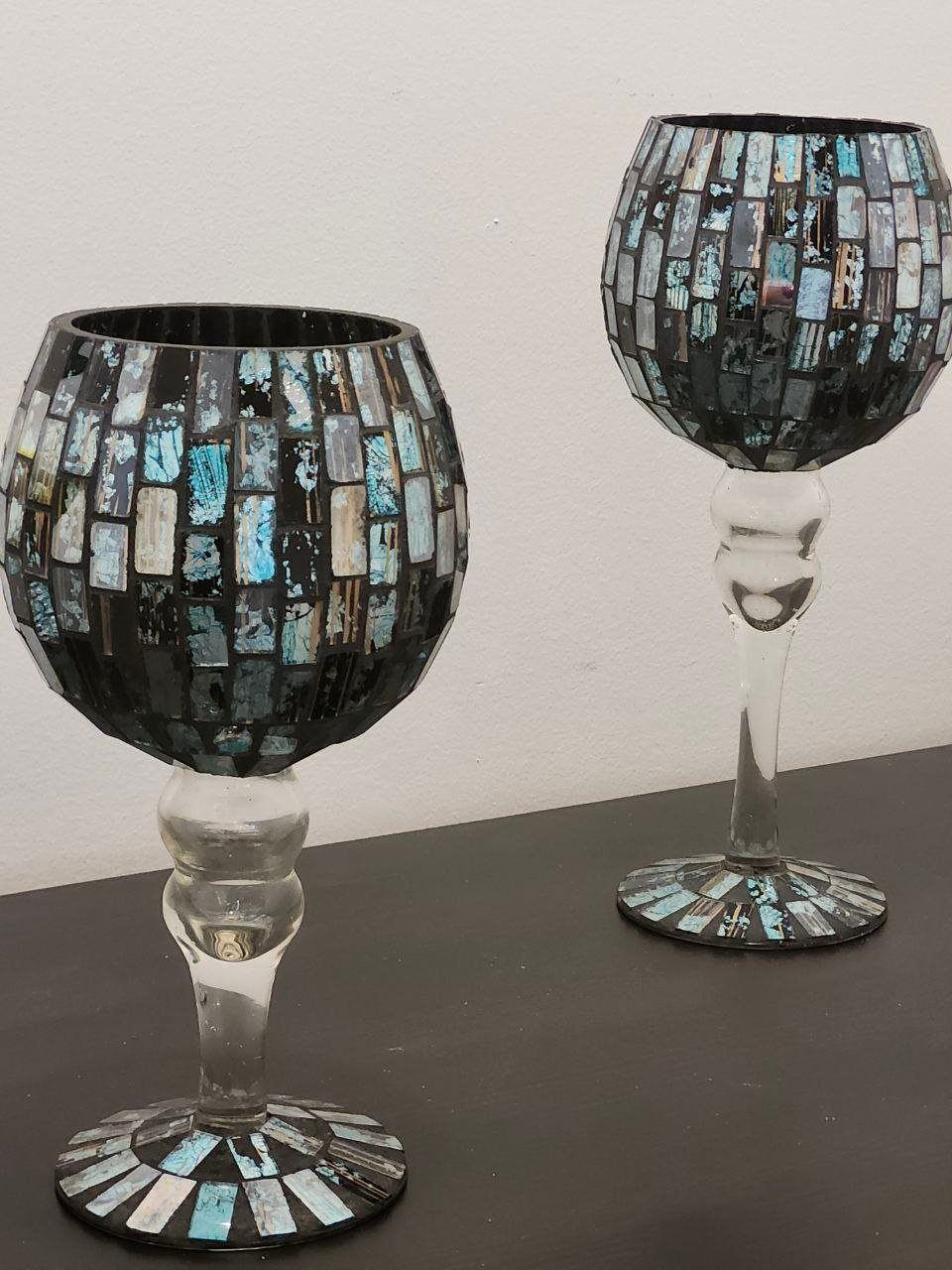 Mosaic Glass Goblet Candle Holders – Set of 2 — $35 - photo 2