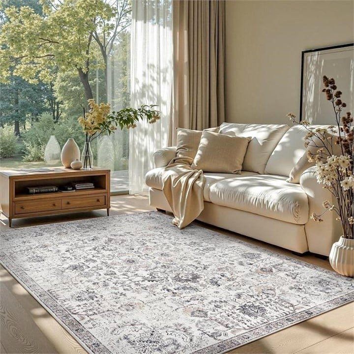 New - 5x7 Washable Rug / Carpet - Vintage Floral (2 available)