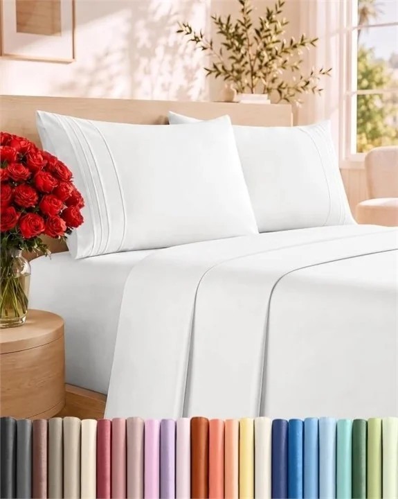 Full Sheet Set 4-Pc Comfy Breathable Cooling Antique White