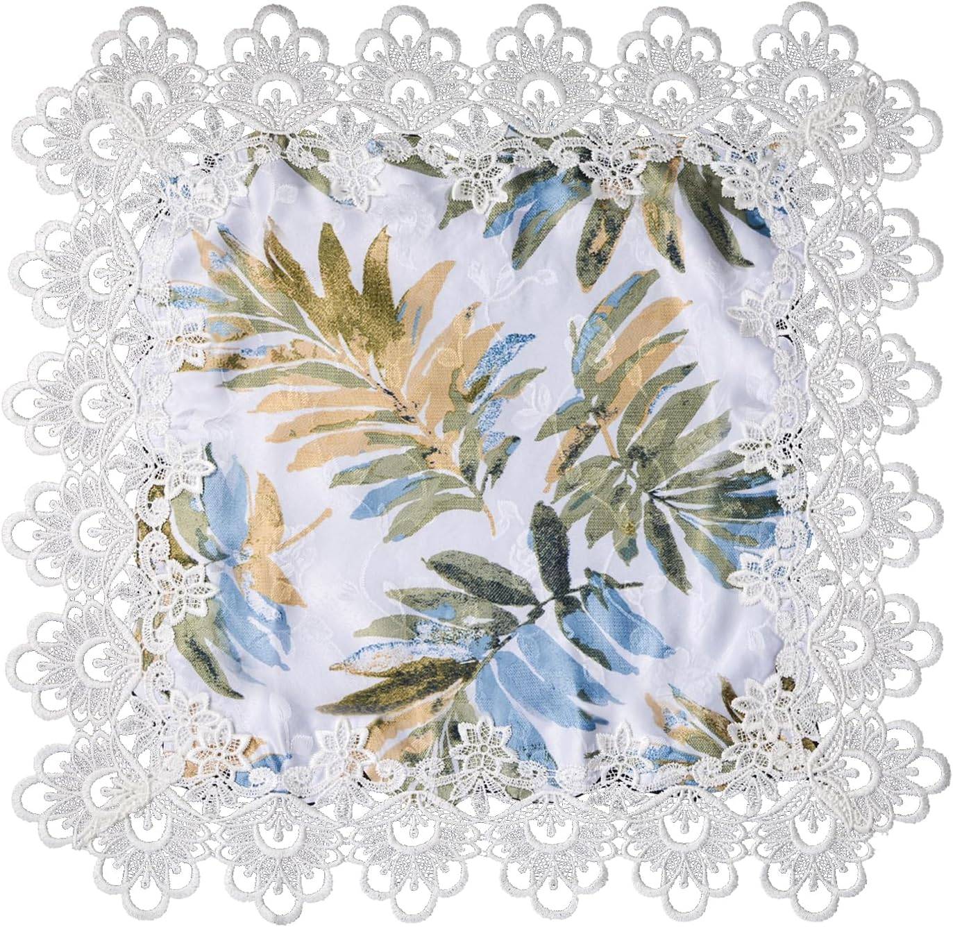 Square Tropical Palm Leaf Tablecloth with Lace Trim 24" - photo 3