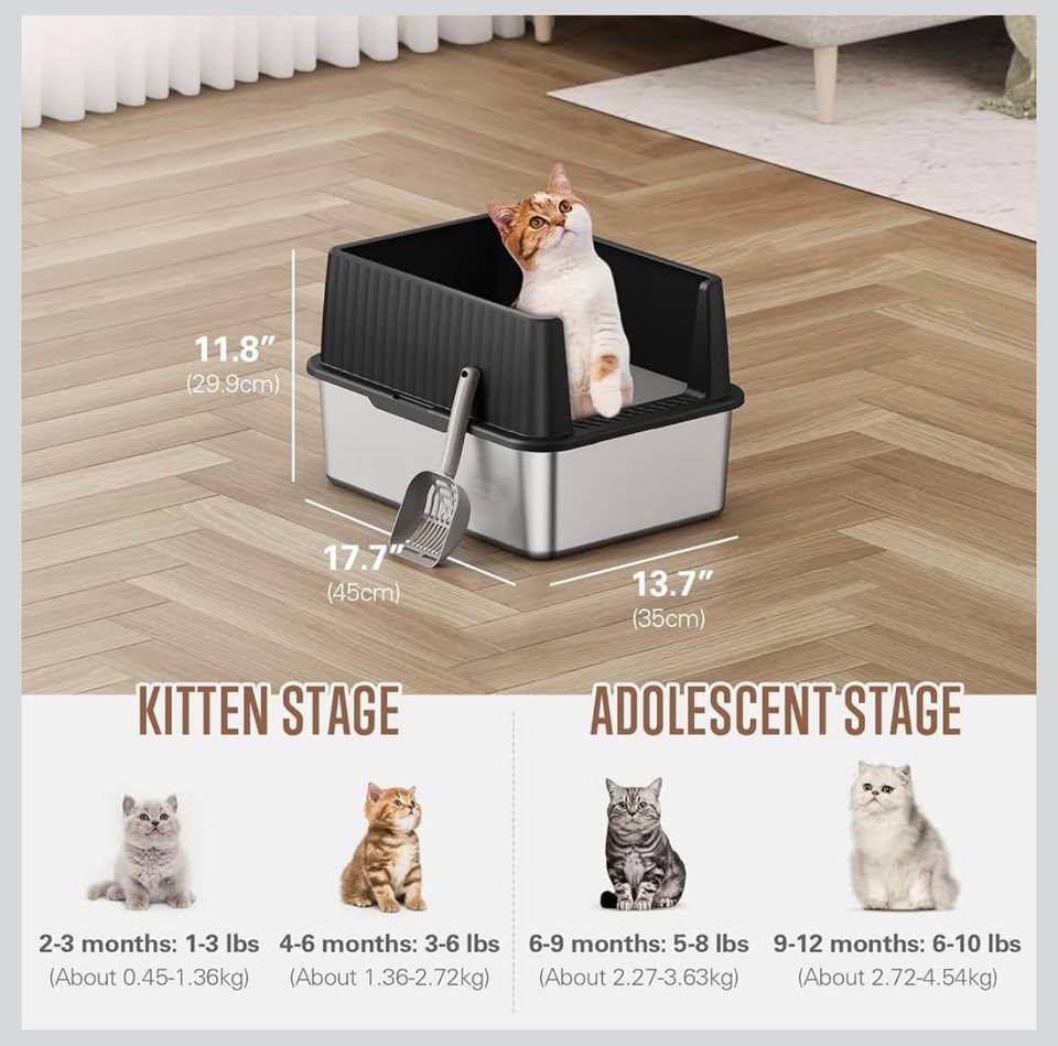 Stainless Steel Kitten Litter Box – Small Cat / Young Kitten – - photo 5