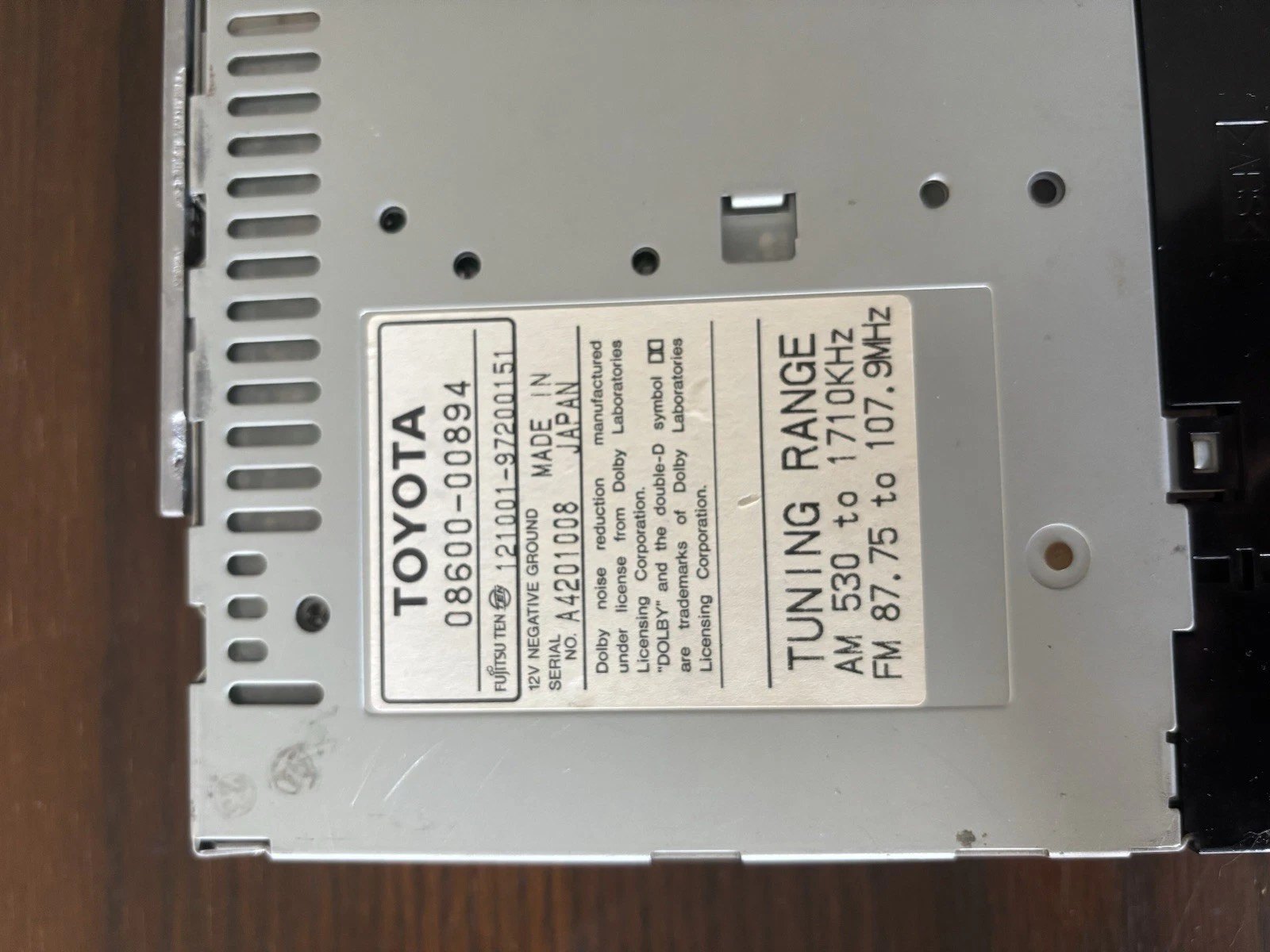Toyota AM/FM Receiver Radio 08600-00894 - photo 2