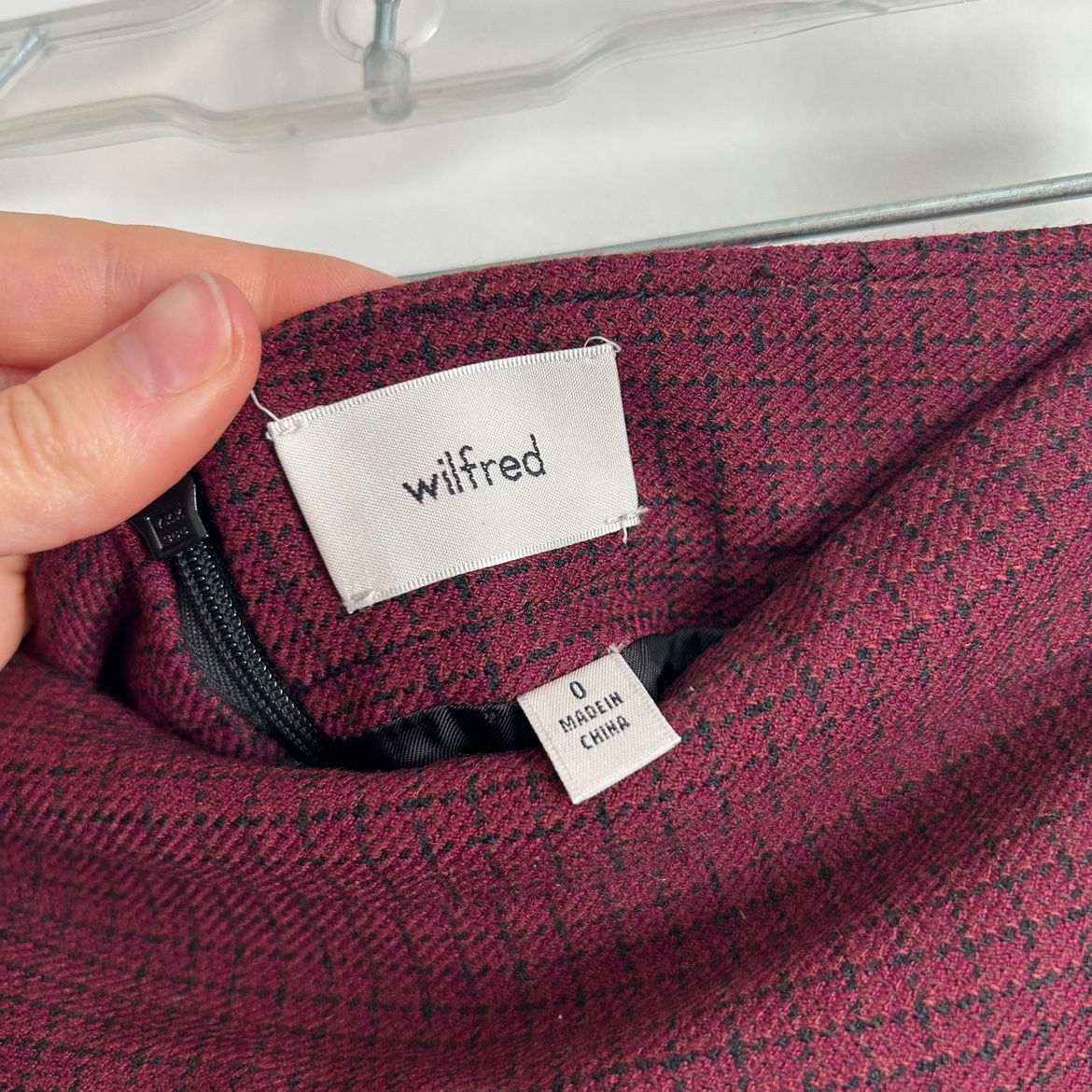 Wilfred Patio Mini Skirt – Burgundy/Black, 0, NWT - photo 3