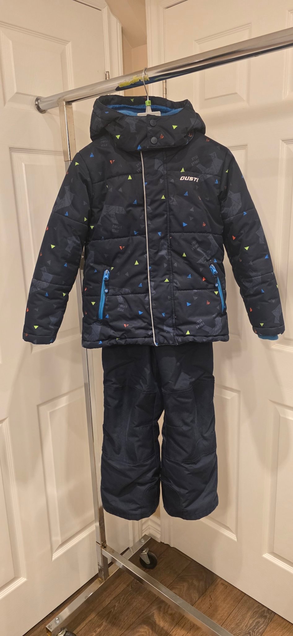 Kids Gusti 2-piece snowsuit size 6X, navy triangle print - photo 2