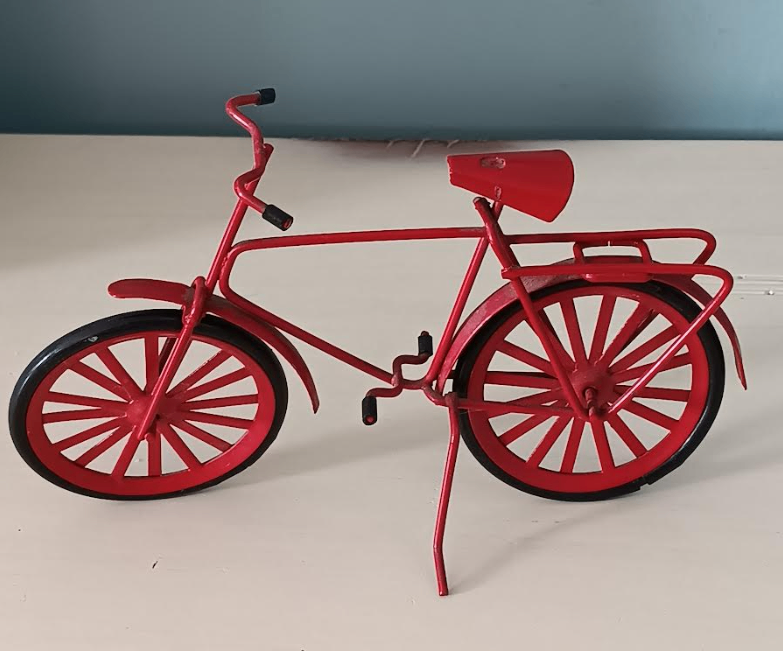 Vintage Miniature Metal Retro Bicycles Bikes red and blue - photo 3