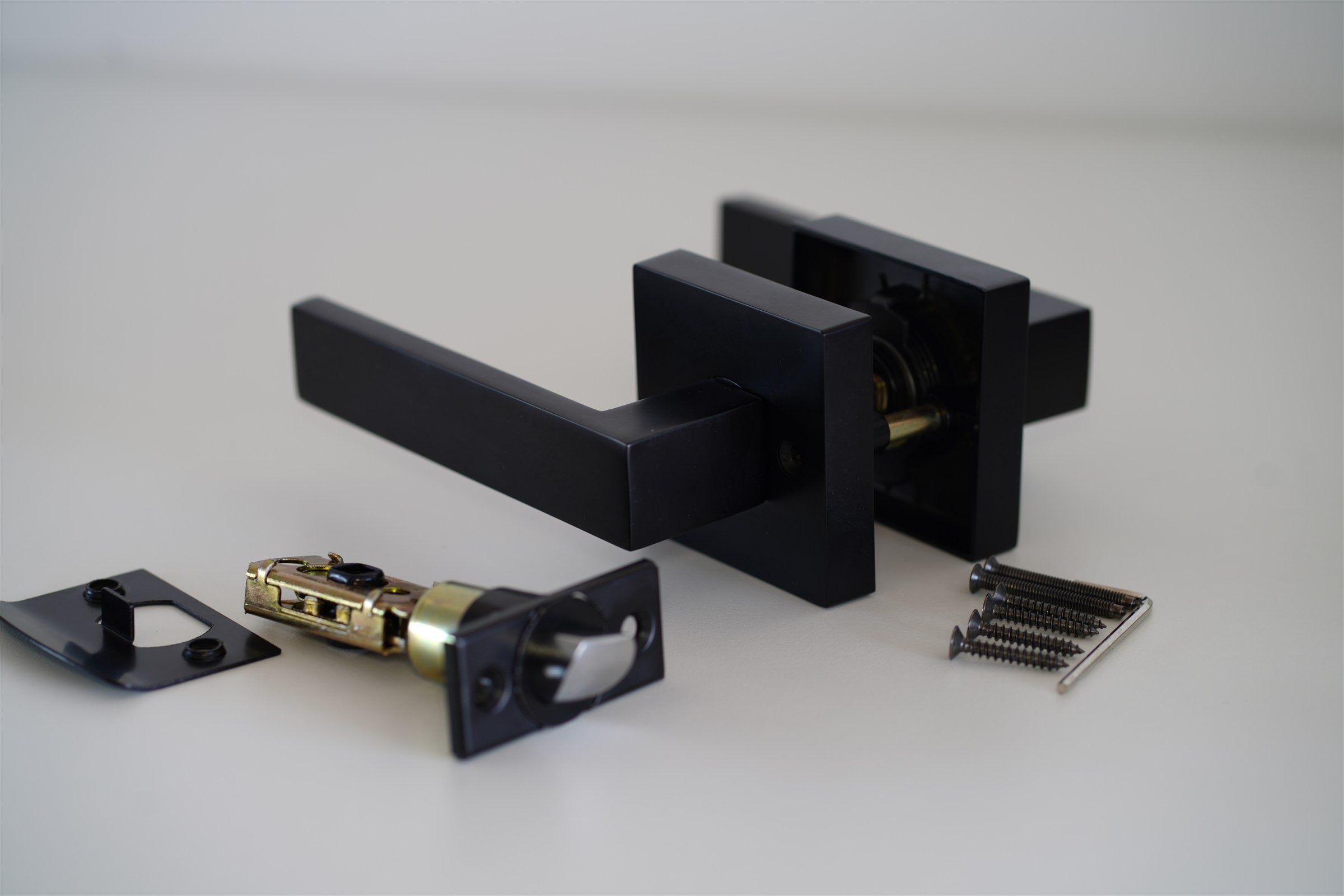 New D901 Square Door Levers - Passage, Privacy, Keyed - Black - photo 3
