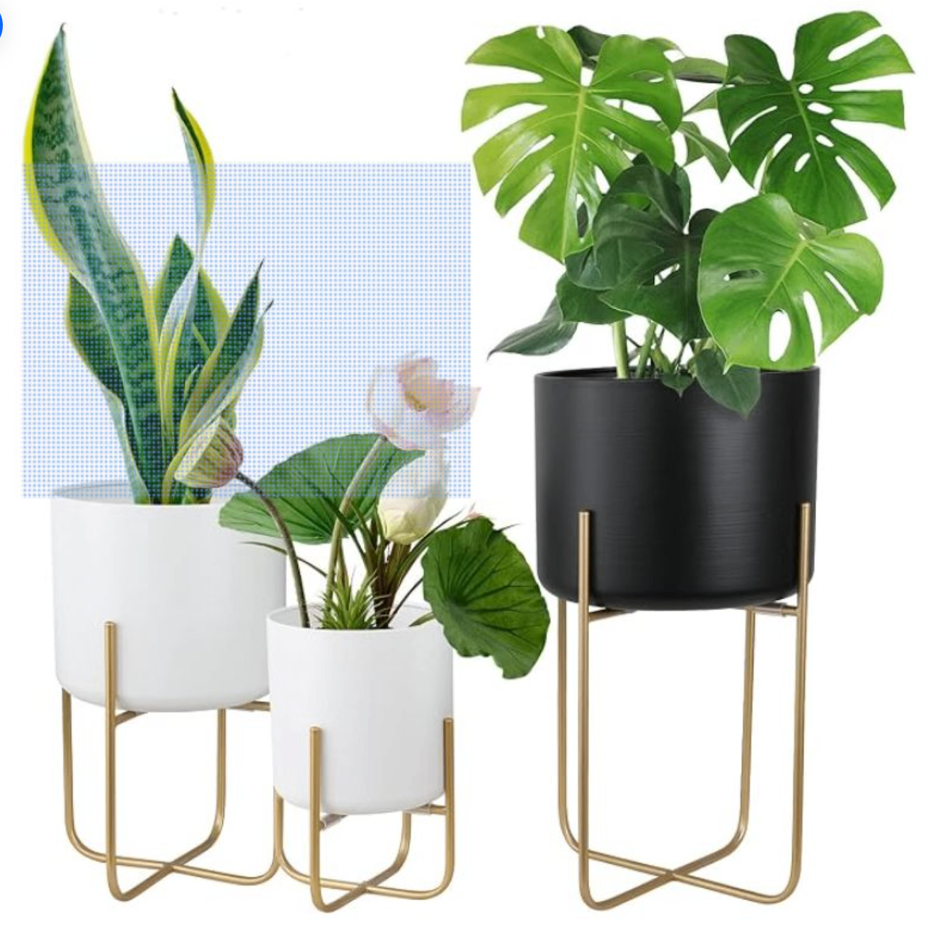 Set of 3 Elegant White & Golden plant pots - photo 2
