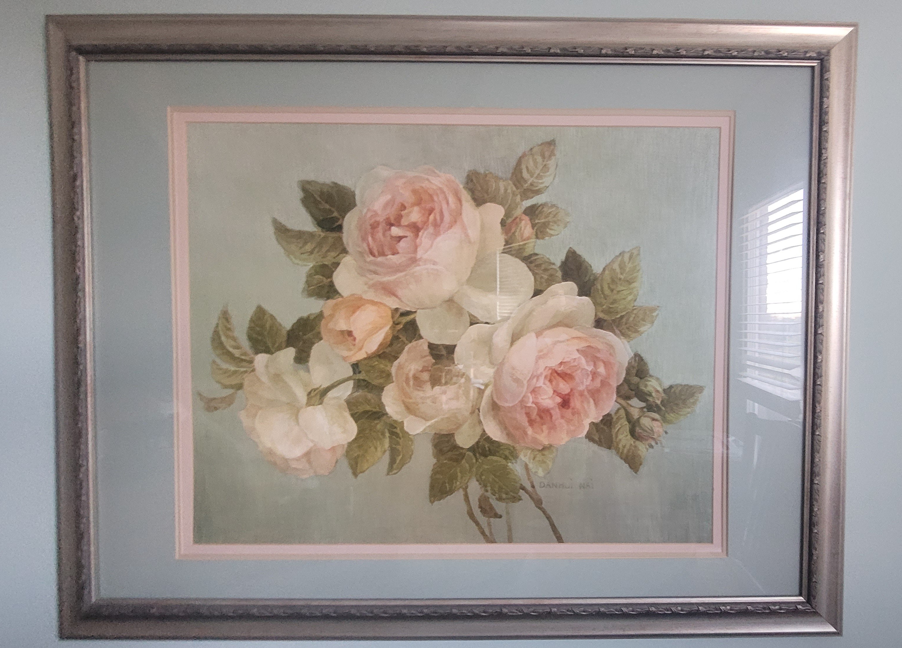 Large Framed Danhui Nai Floral Print Antique Roses - photo 2