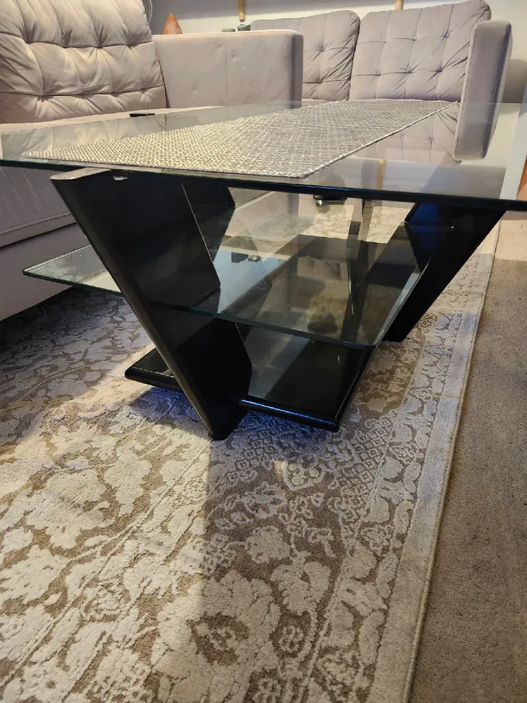Glass Coffee Table with Black Wooden Base - photo 4