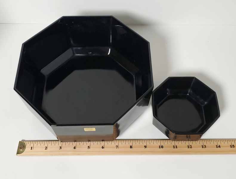 Vintage 1980s Arcoroc France "Octime" Black Glass 7-Piece Set - photo 4